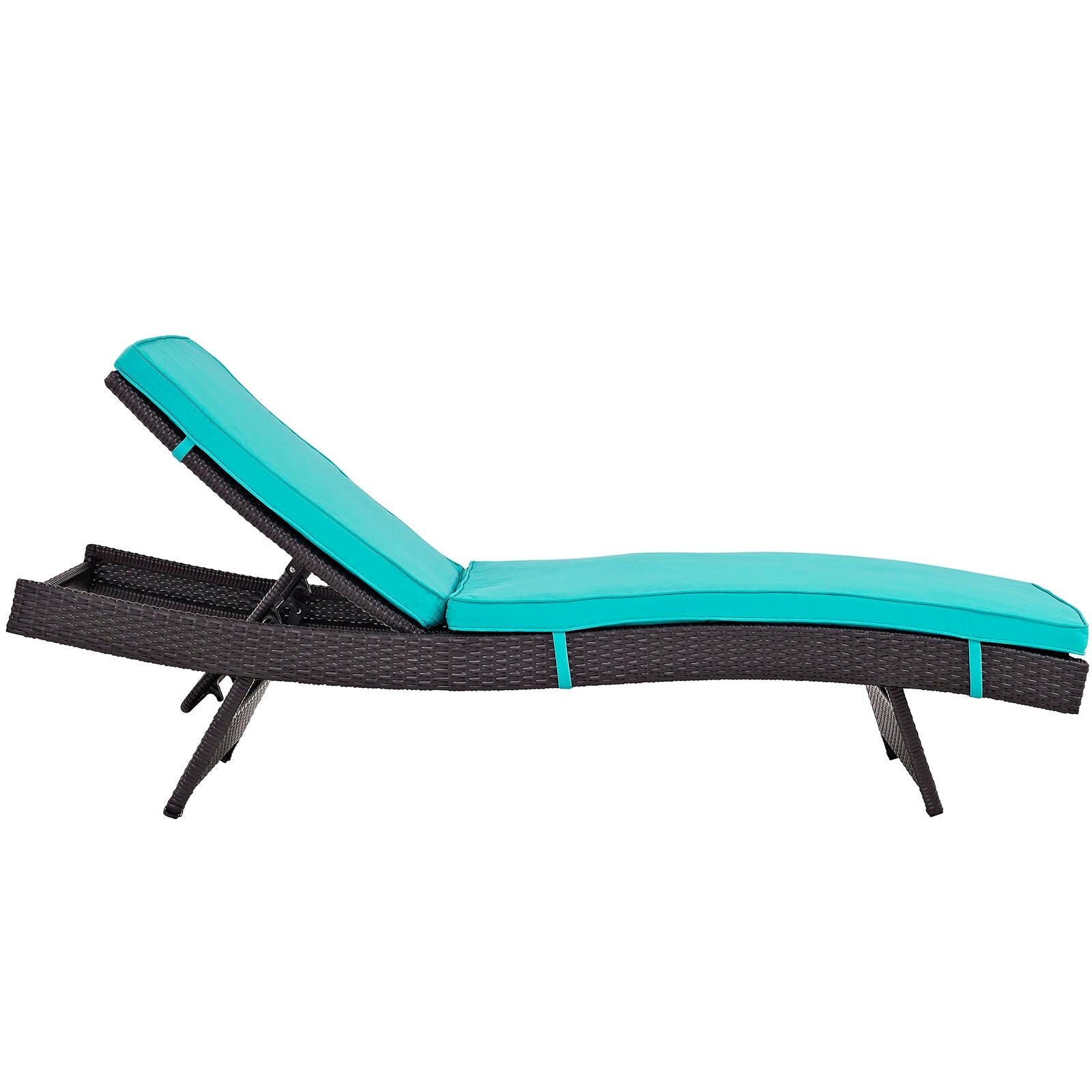 Modway Convene Outdoor Chaise, Espresso/Turquoise, large
