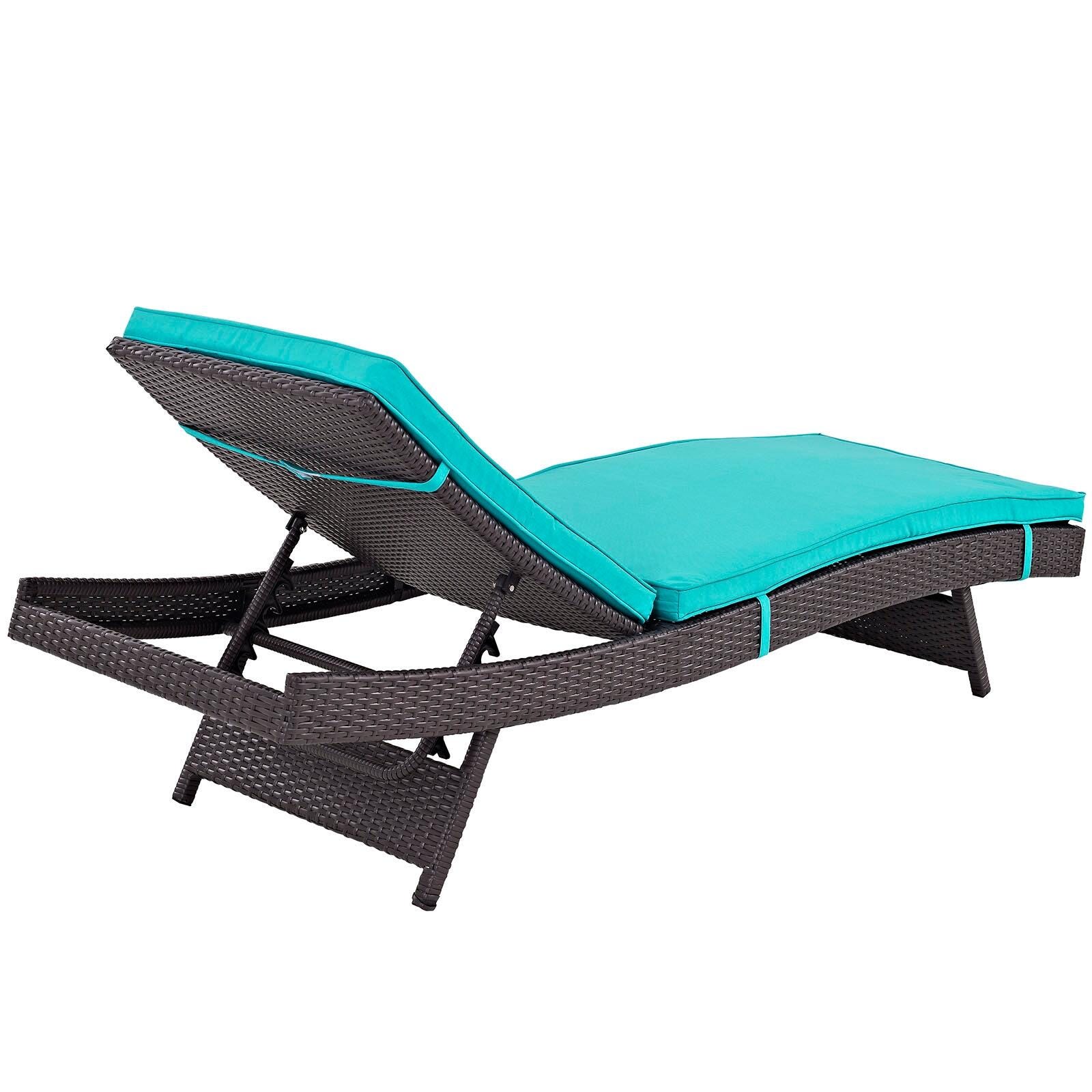 Modway Convene Outdoor Chaise, Espresso/Turquoise, large