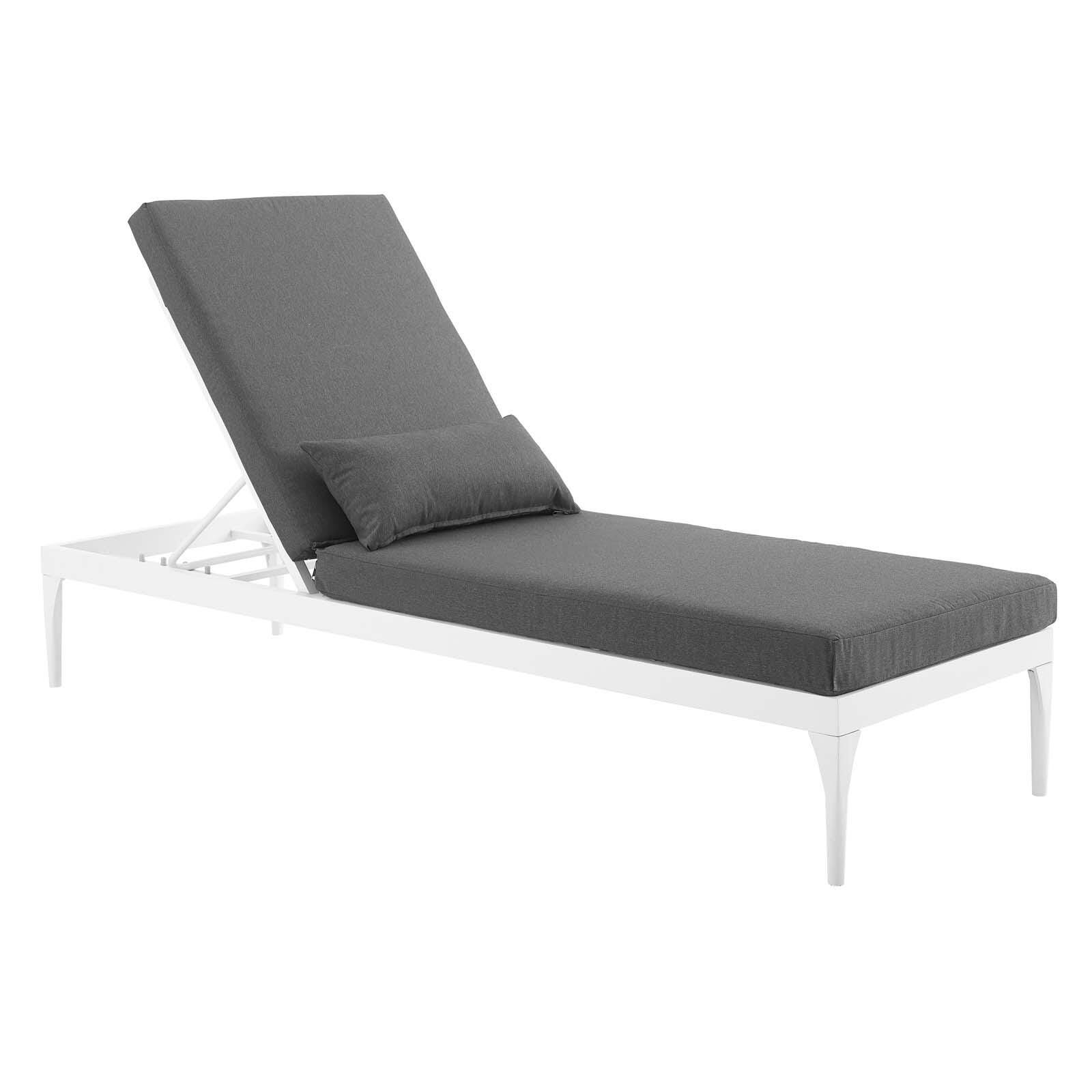 Modway Perspective Outdoor Chaise Lounge Chair, White/Charcoal, large