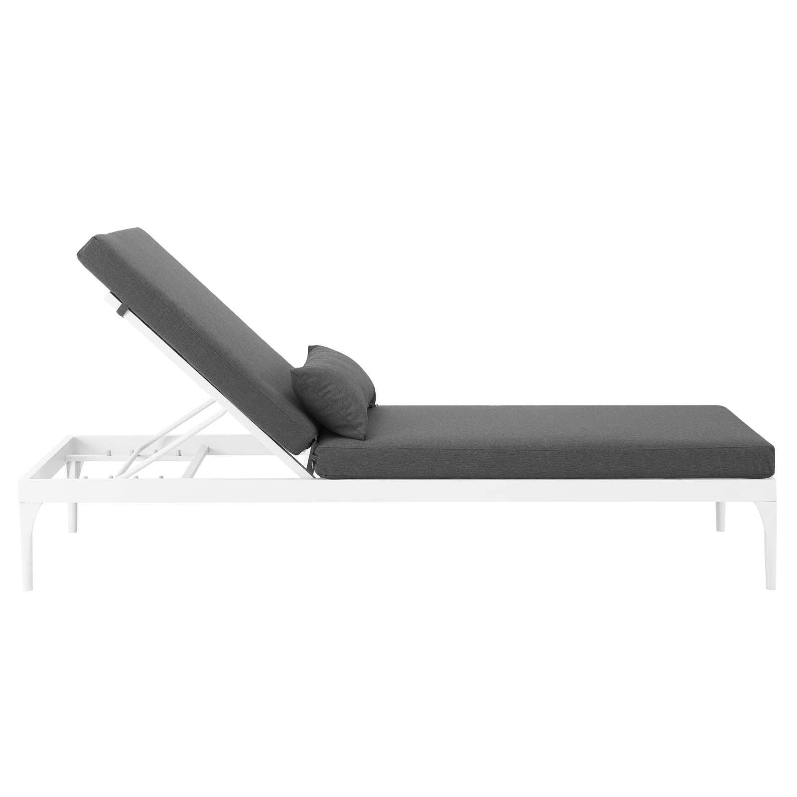 Modway Perspective Outdoor Chaise Lounge Chair, White/Charcoal, large
