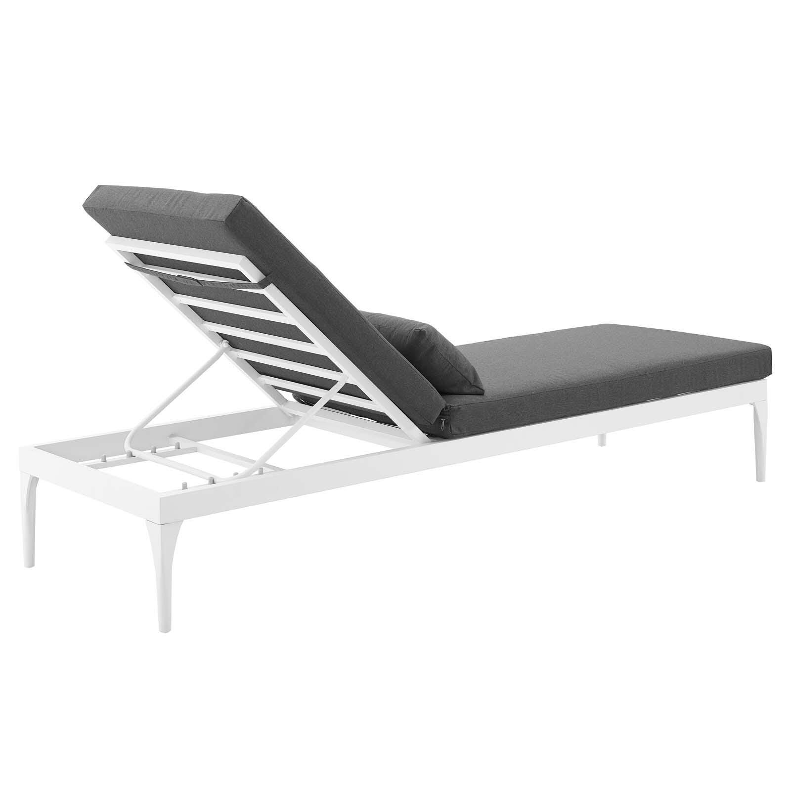 Modway Perspective Outdoor Chaise Lounge Chair, White/Charcoal, large