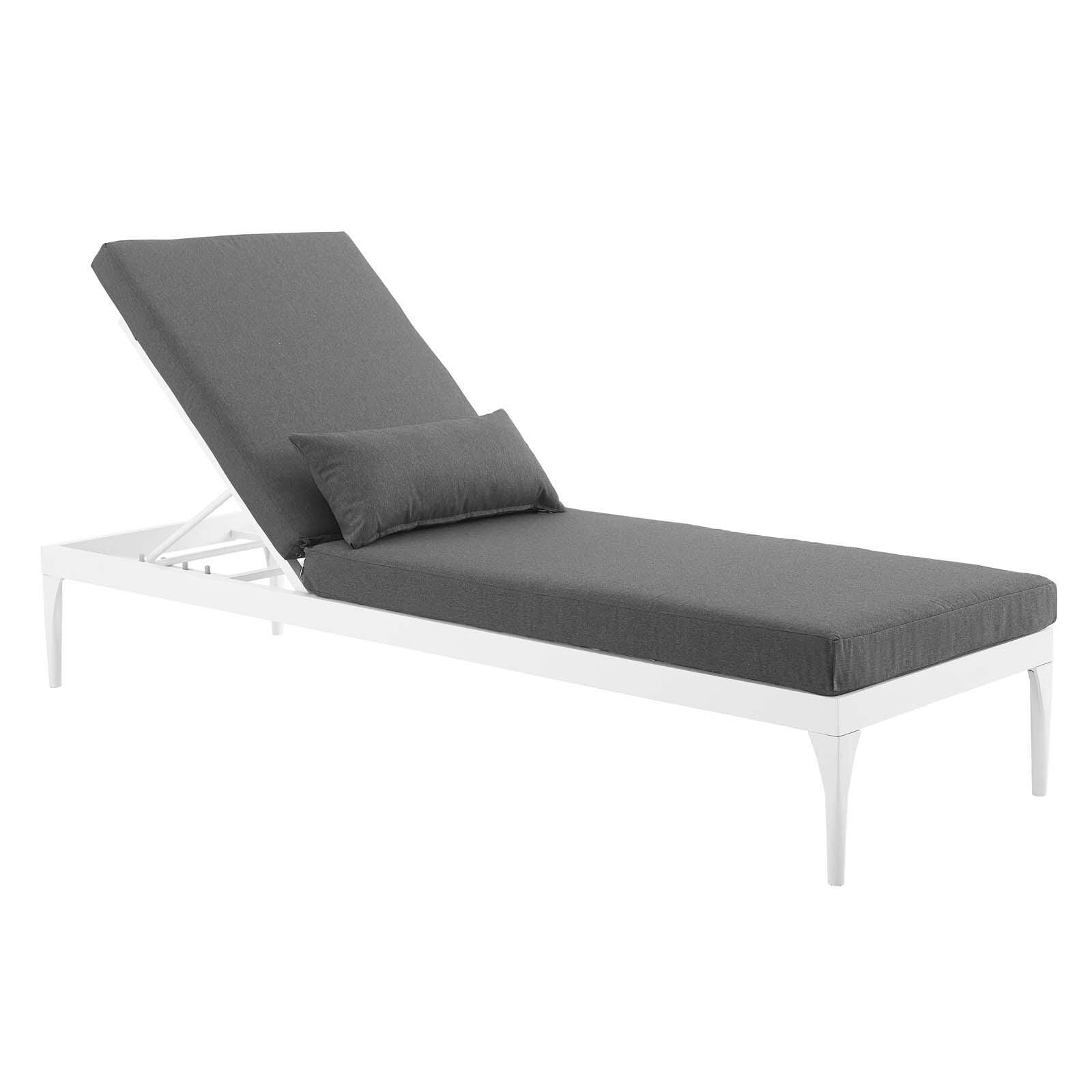Modway Perspective Outdoor Chaise Lounge Chair, White/Charcoal, large