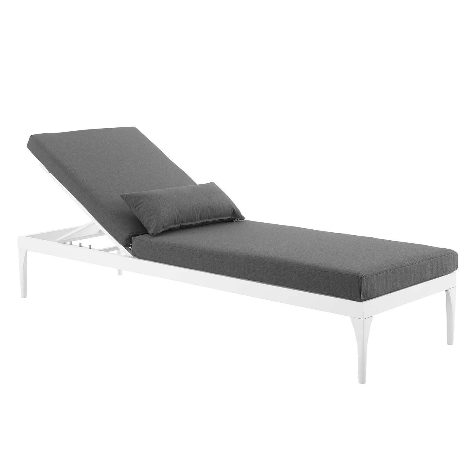 Modway Perspective Outdoor Chaise Lounge Chair, White/Charcoal, large