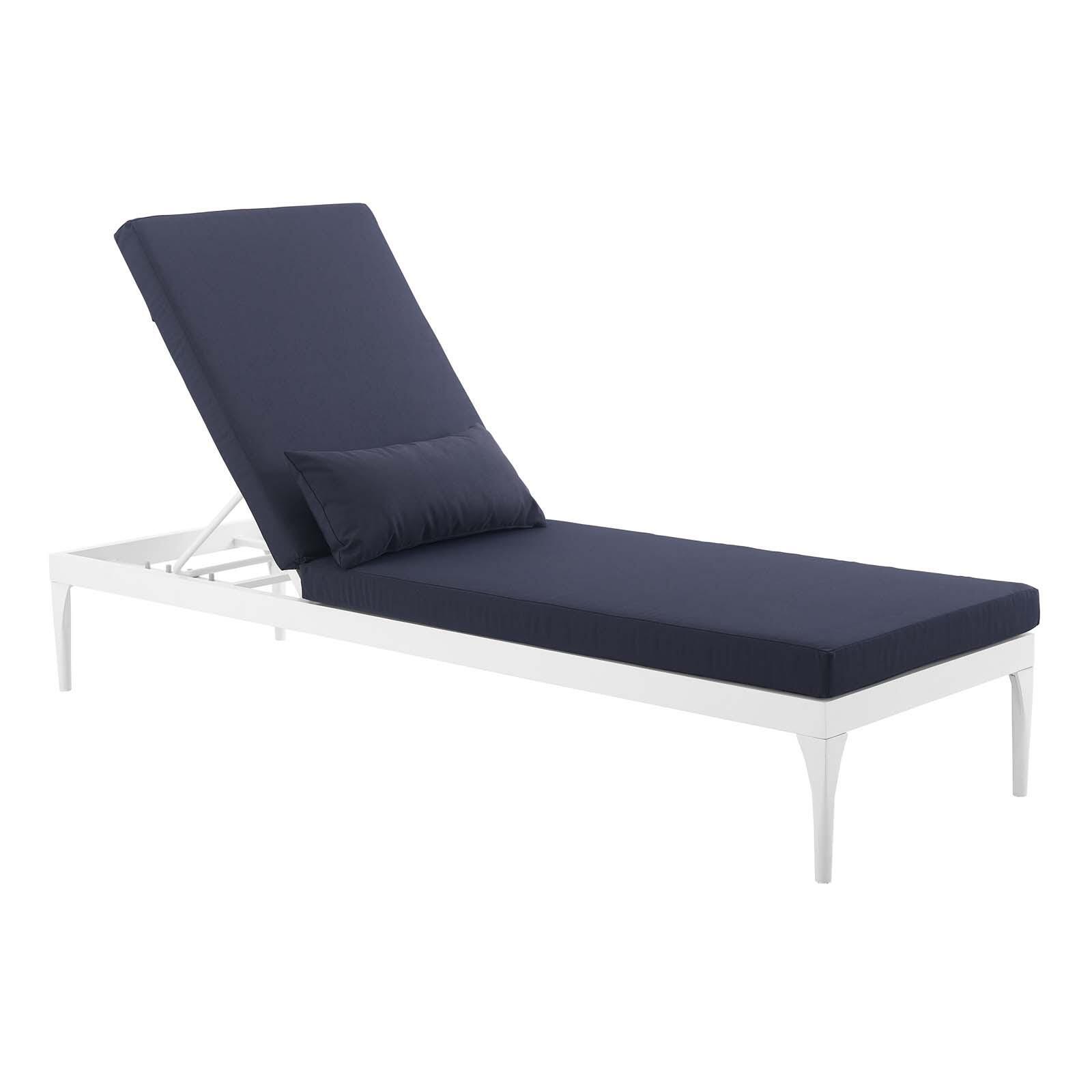 Modway Perspective Outdoor Chaise Lounge Chair, White/Navy, large