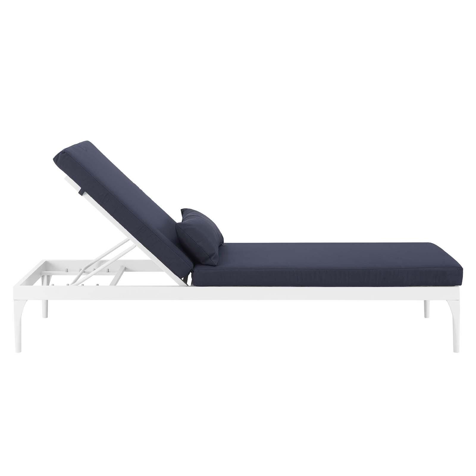 Modway Perspective Outdoor Chaise Lounge Chair, White/Navy, large