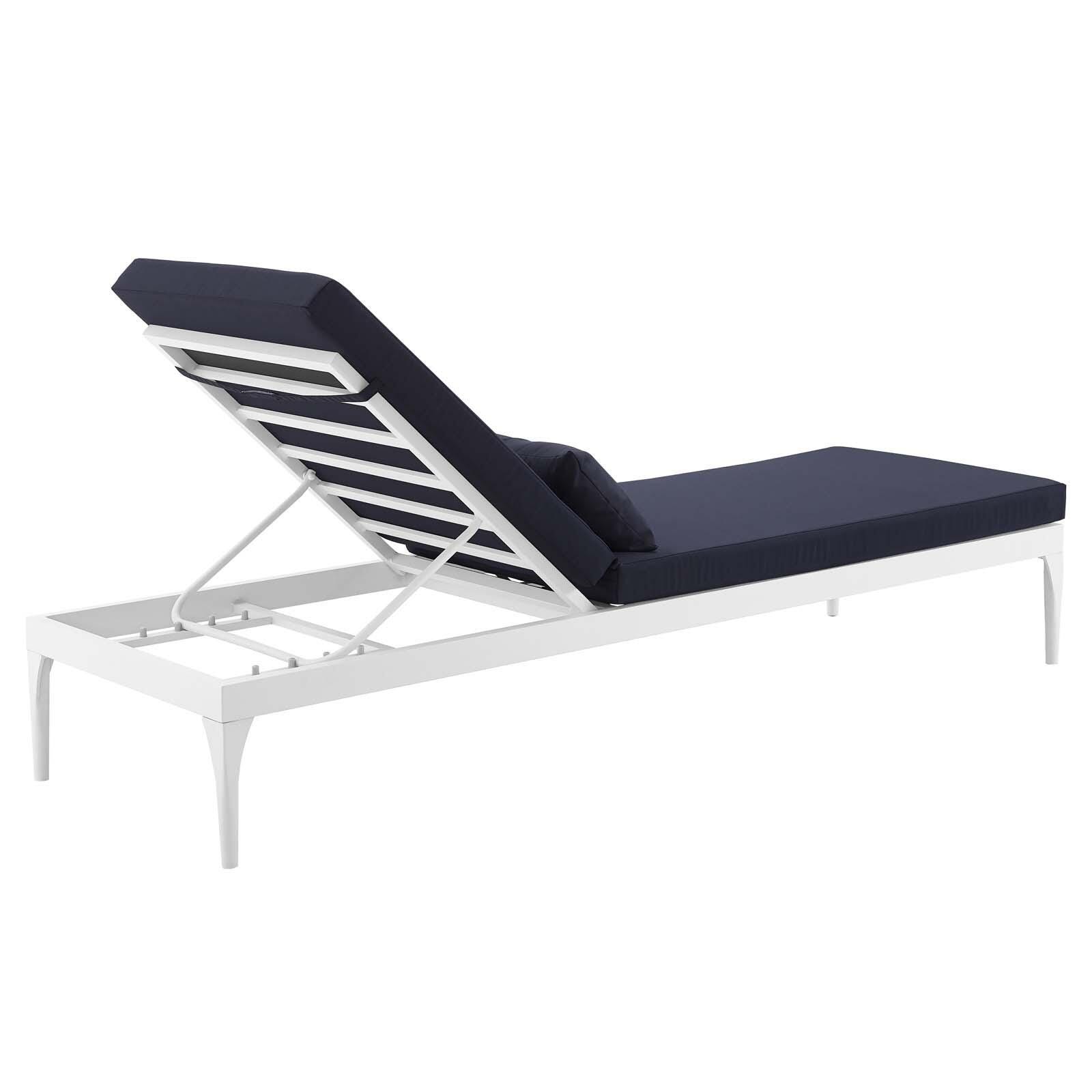 Modway Perspective Outdoor Chaise Lounge Chair, White/Navy, large