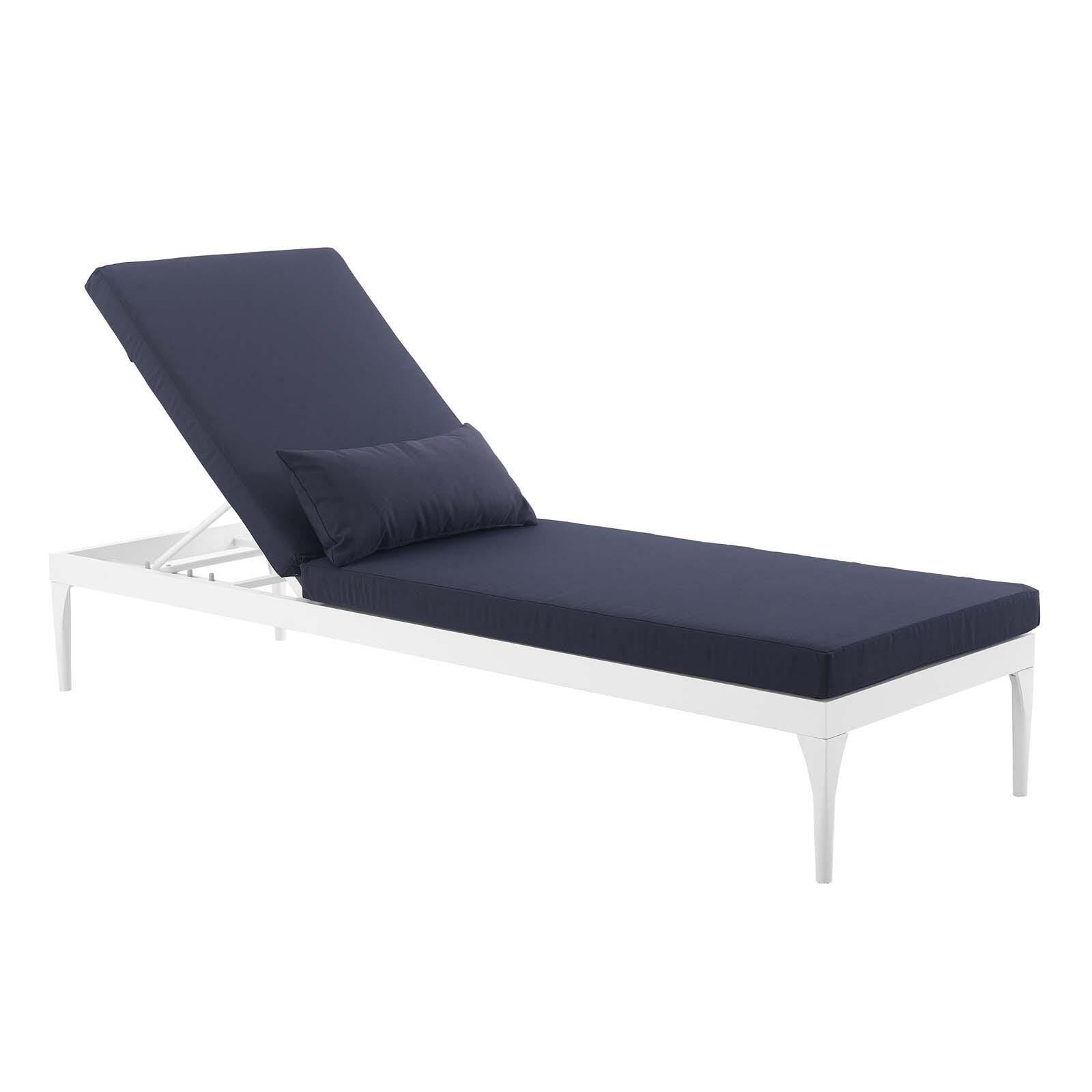 Modway Perspective Outdoor Chaise Lounge Chair, White/Navy, large