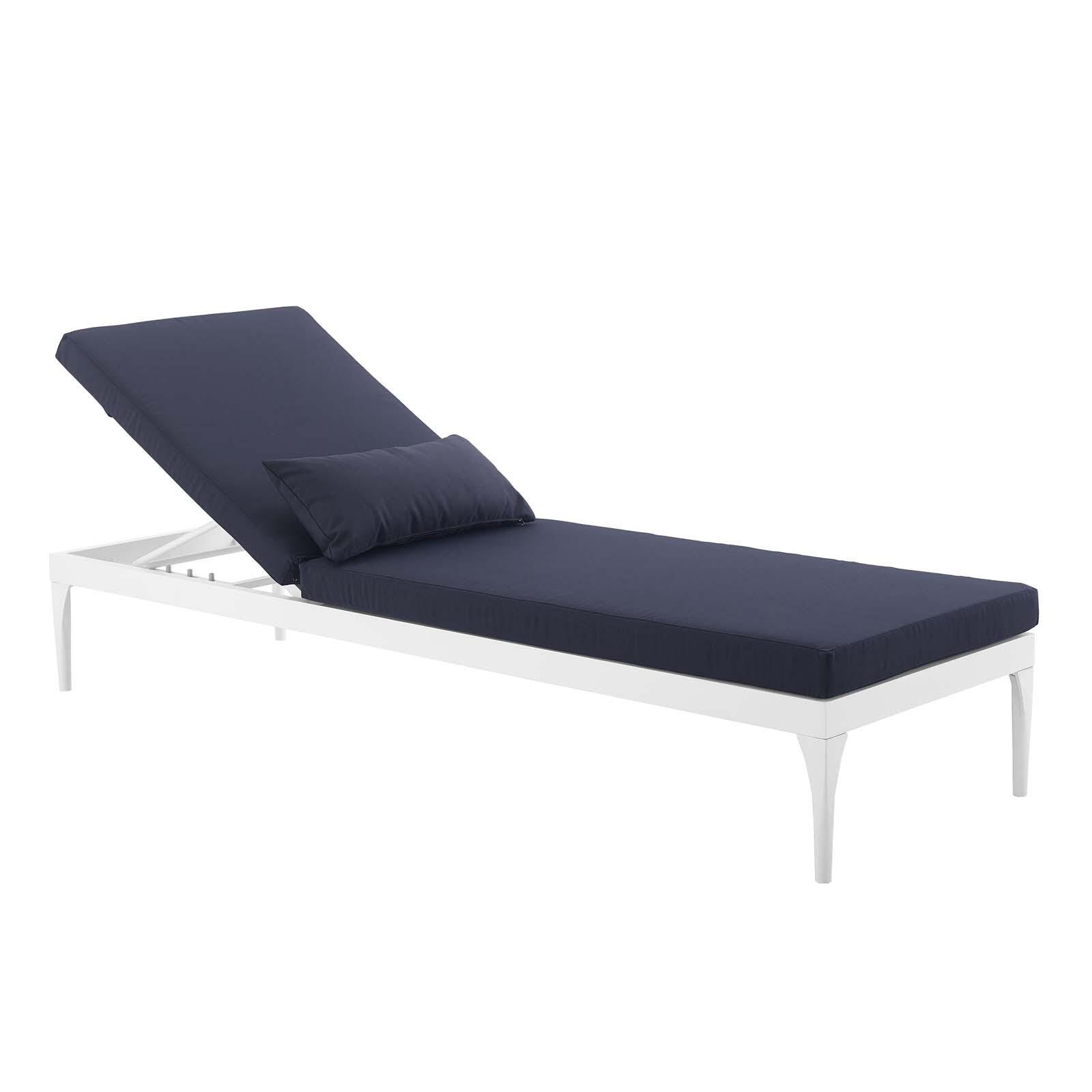 Modway Perspective Outdoor Chaise Lounge Chair, White/Navy, large
