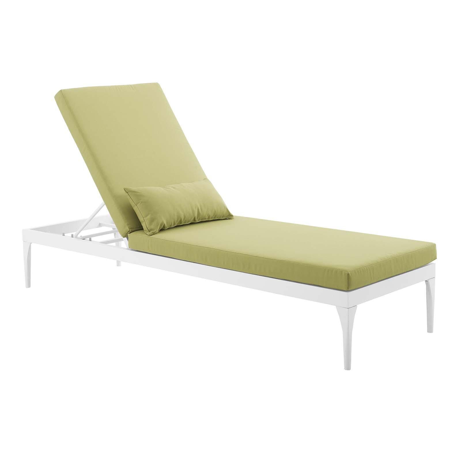 Modway Perspective Outdoor Chaise Lounge Chair, White/Peridot, large