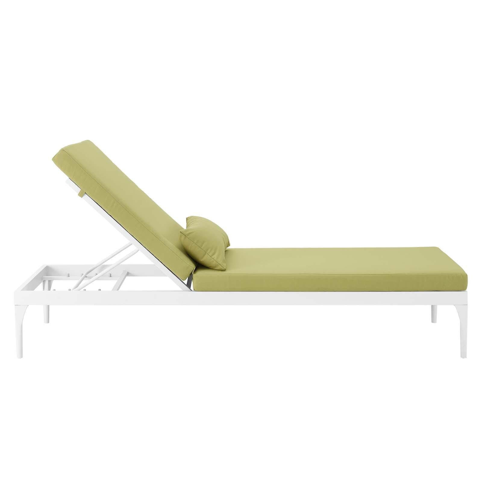 Modway Perspective Outdoor Chaise Lounge Chair, White/Peridot, large