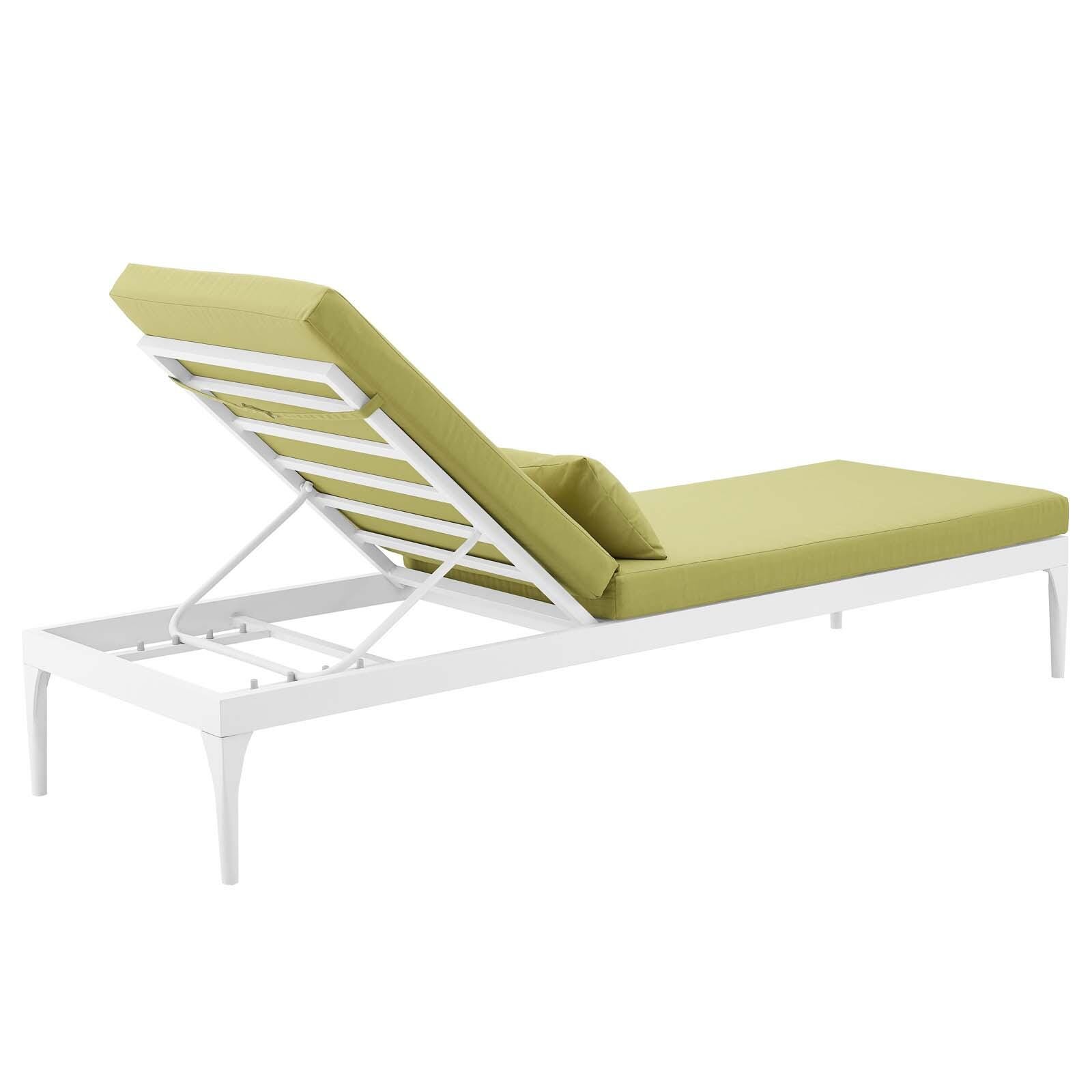 Modway Perspective Outdoor Chaise Lounge Chair, White/Peridot, large