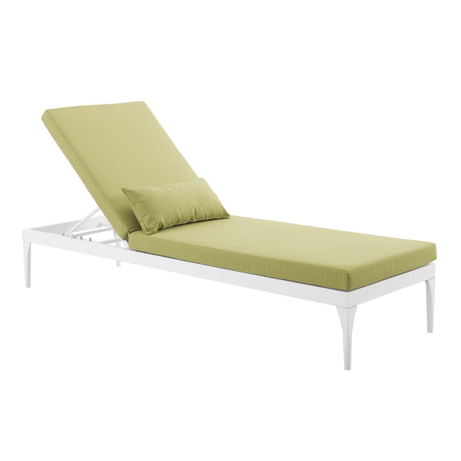 Modway Perspective Outdoor Chaise Lounge Chair, White/Peridot, large