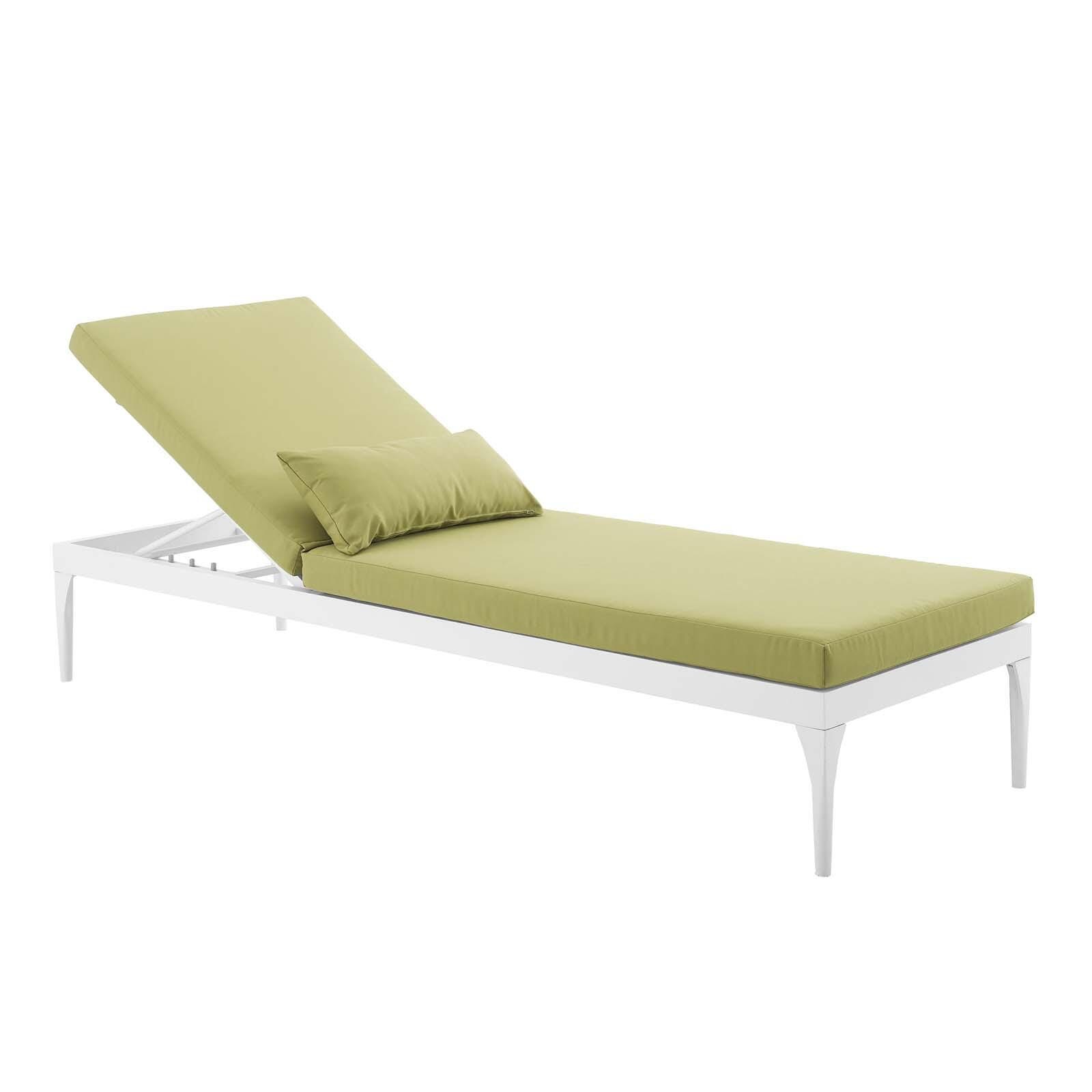 Modway Perspective Outdoor Chaise Lounge Chair, White/Peridot, large