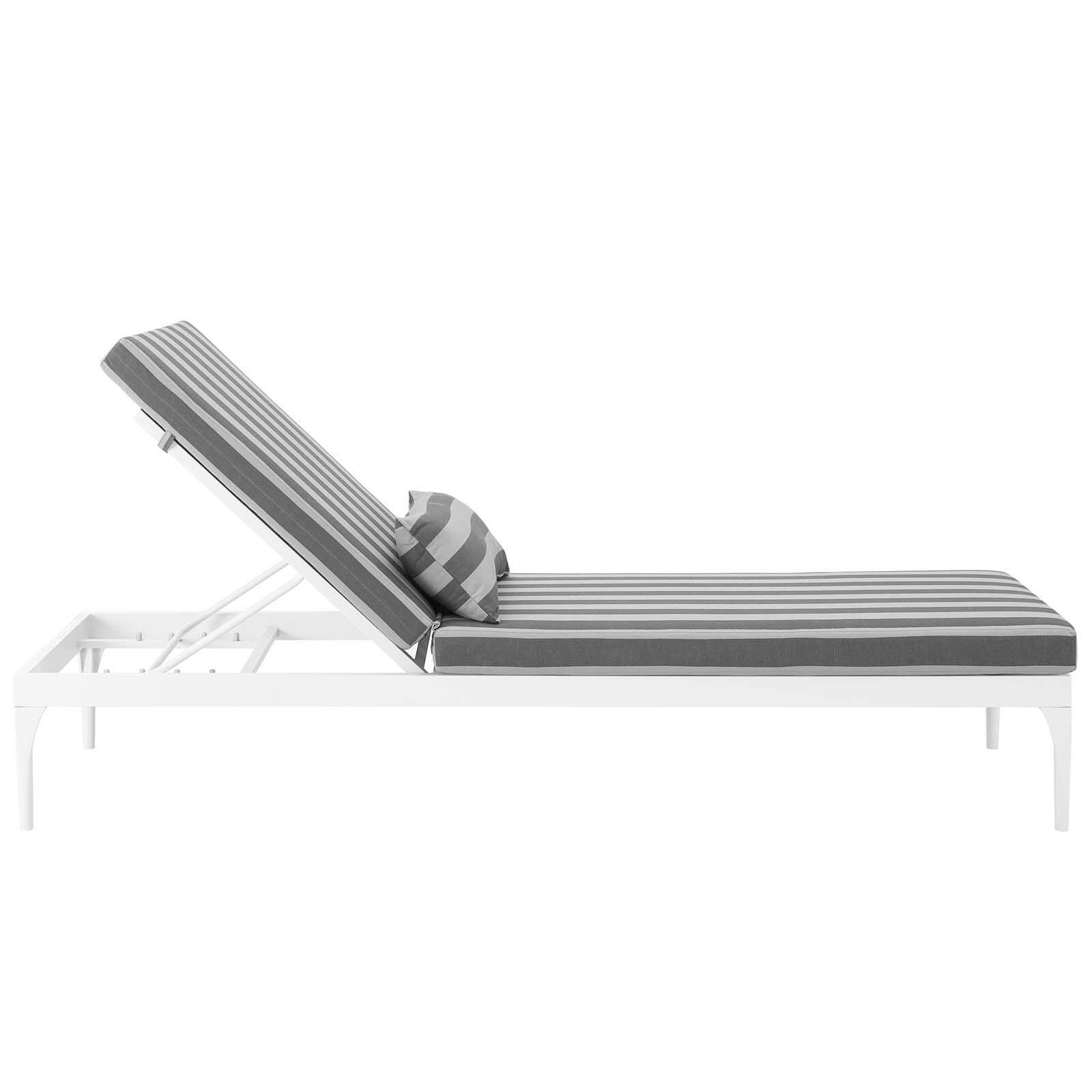 Modway Perspective Outdoor Chaise Lounge Chair, White Striped/Gray, large