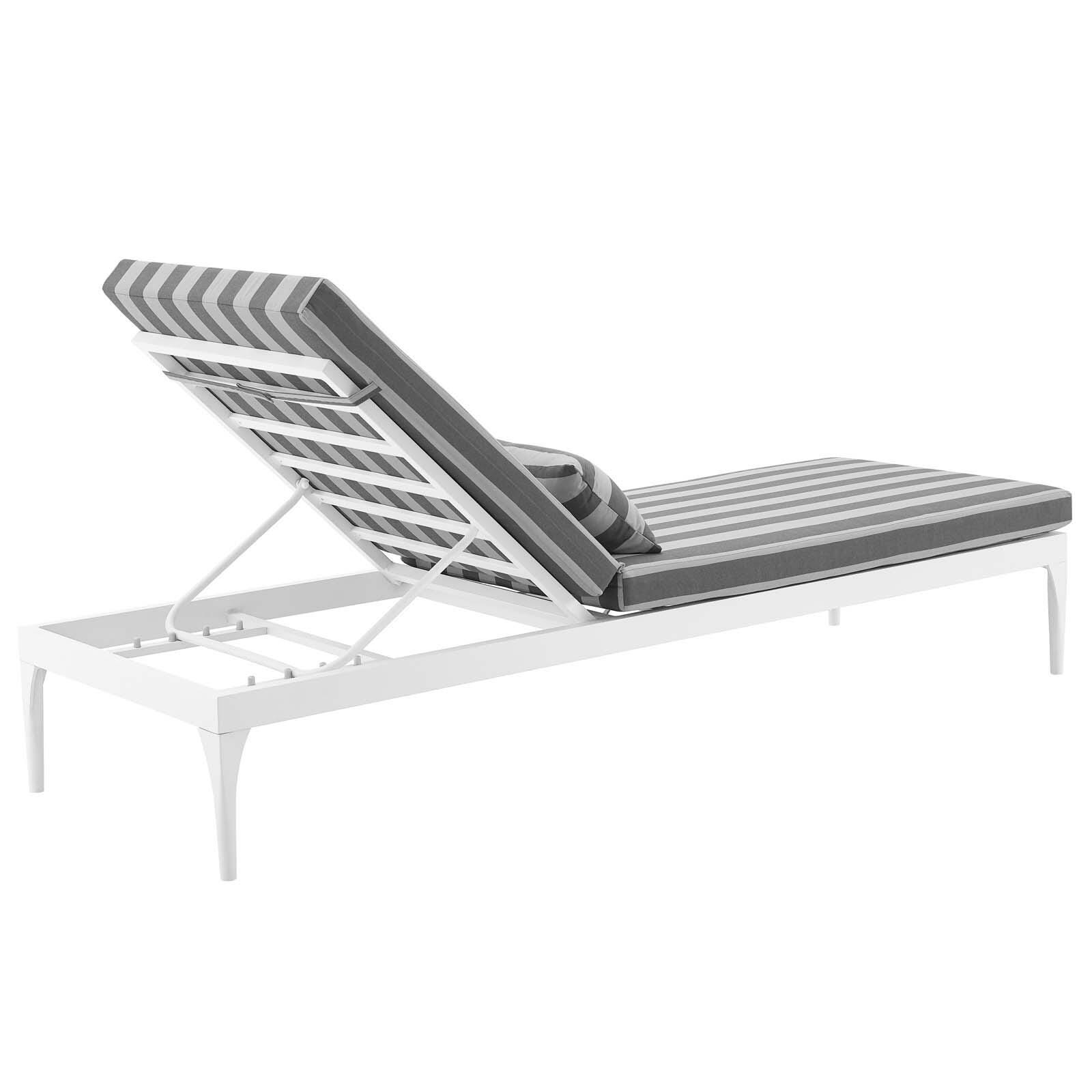 Modway Perspective Outdoor Chaise Lounge Chair, White Striped/Gray, large