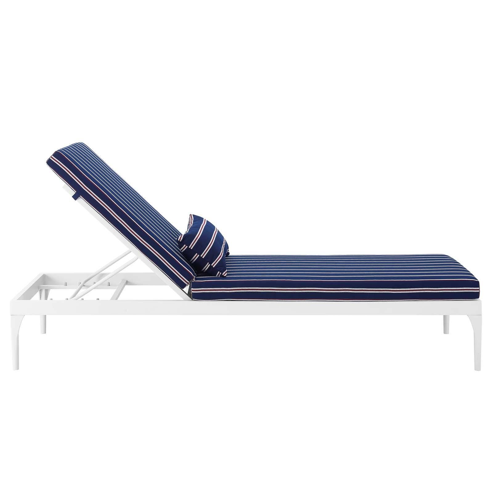 Modway Perspective Outdoor Chaise Lounge Chair, White Striped/Navy, large
