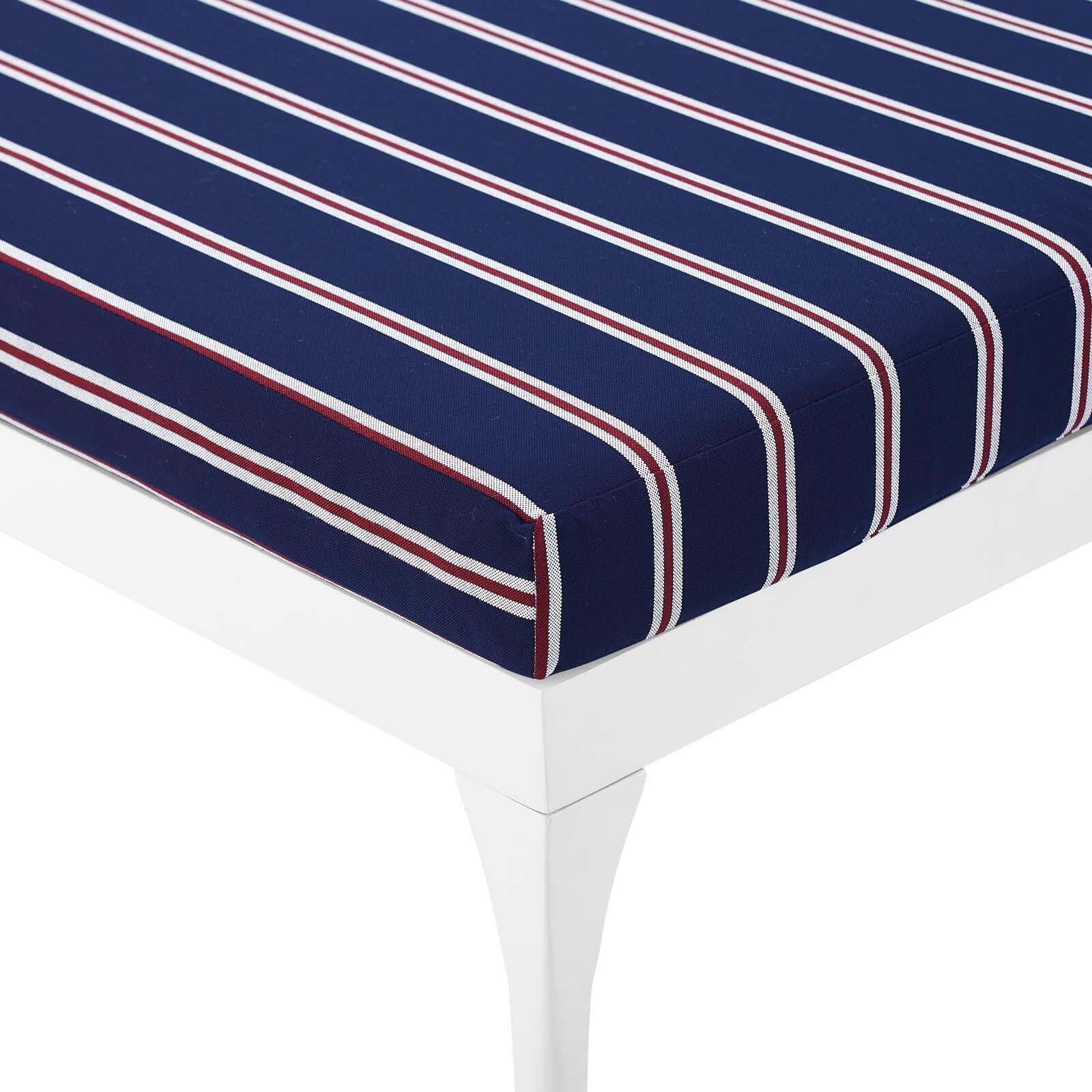 Modway Perspective Outdoor Chaise Lounge Chair, White Striped/Navy, large