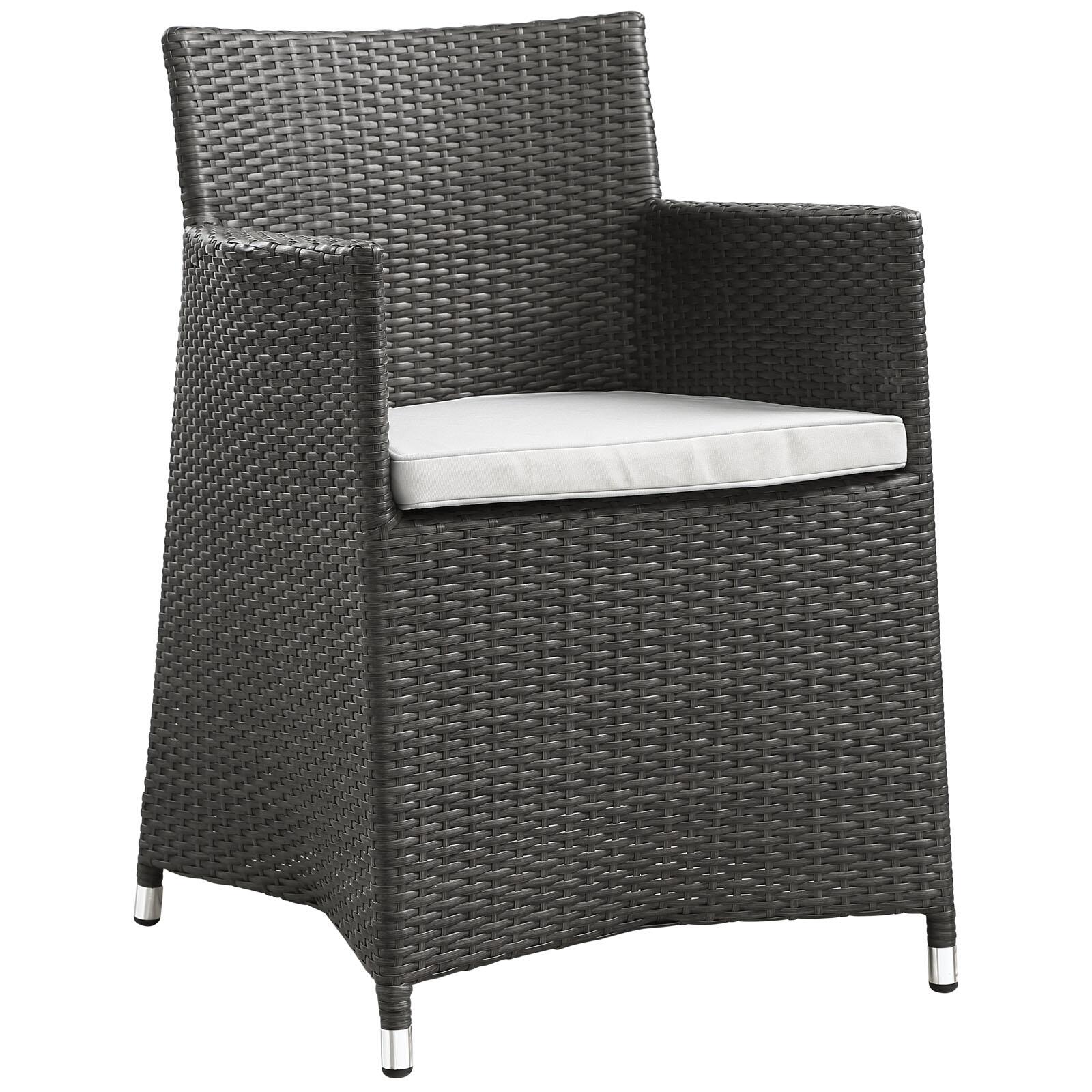 Modway Junction Outdoor Weather Resistant Dining Armchair, Brown/White, large