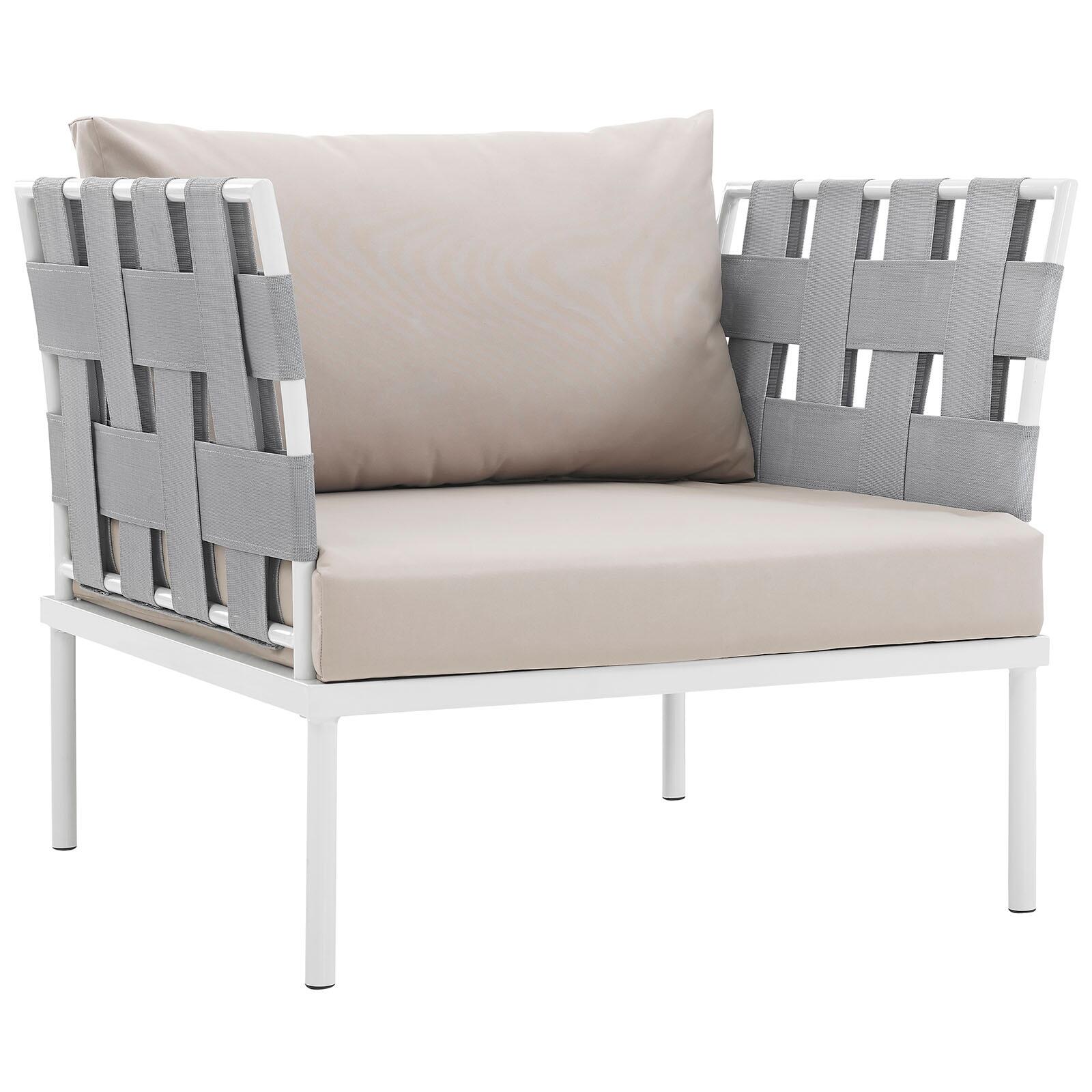 Modway Harmony Outdoor Weather Resistant Armchair, White/Beige, large