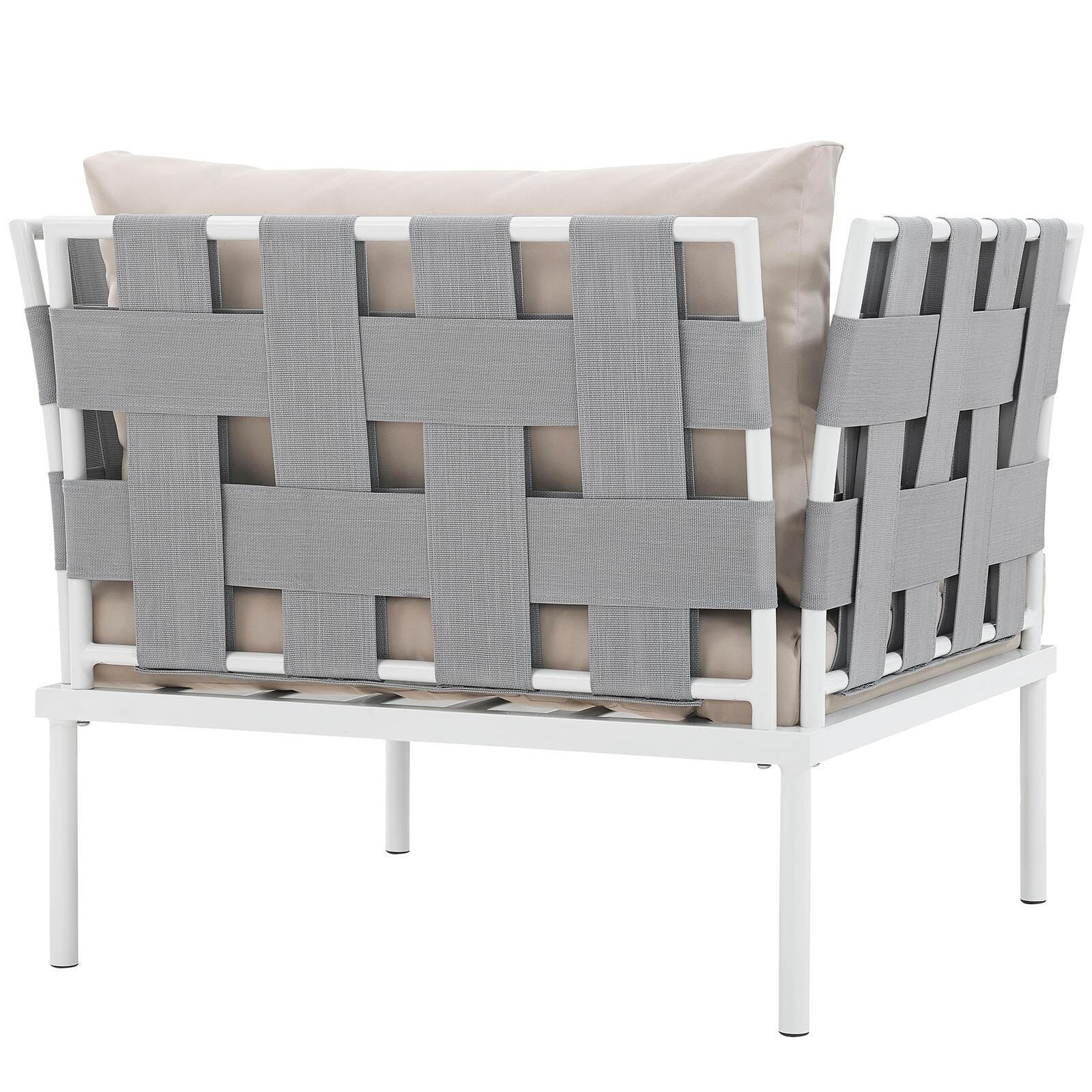 Modway Harmony Outdoor Weather Resistant Armchair, White/Beige, large