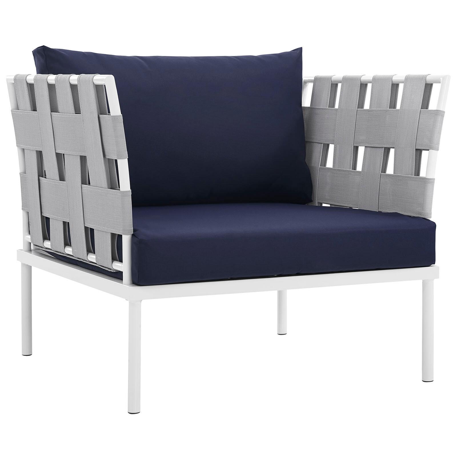 Modway Harmony Outdoor Weather Resistant Armchair, White/Navy, large