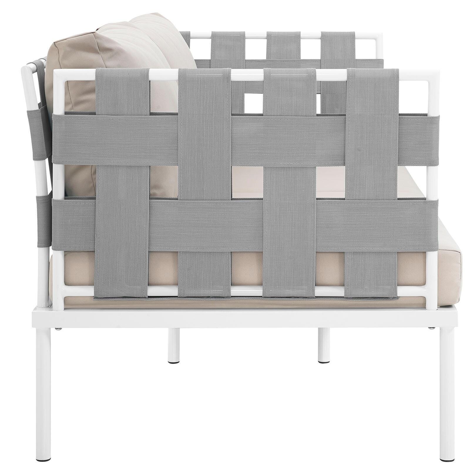 Modway Harmony Outdoor Weather Resistant Loveseat, White/Beige, large