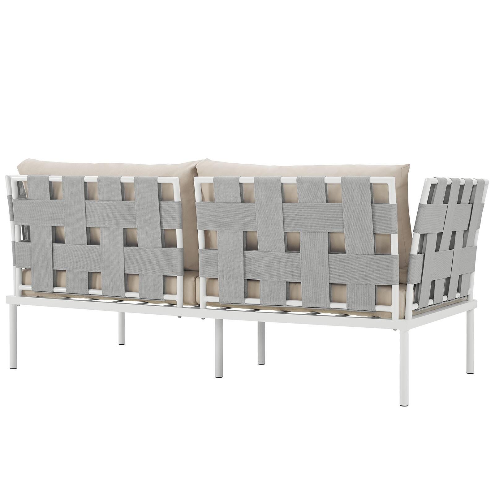 Modway Harmony Outdoor Weather Resistant Loveseat, White/Beige, large