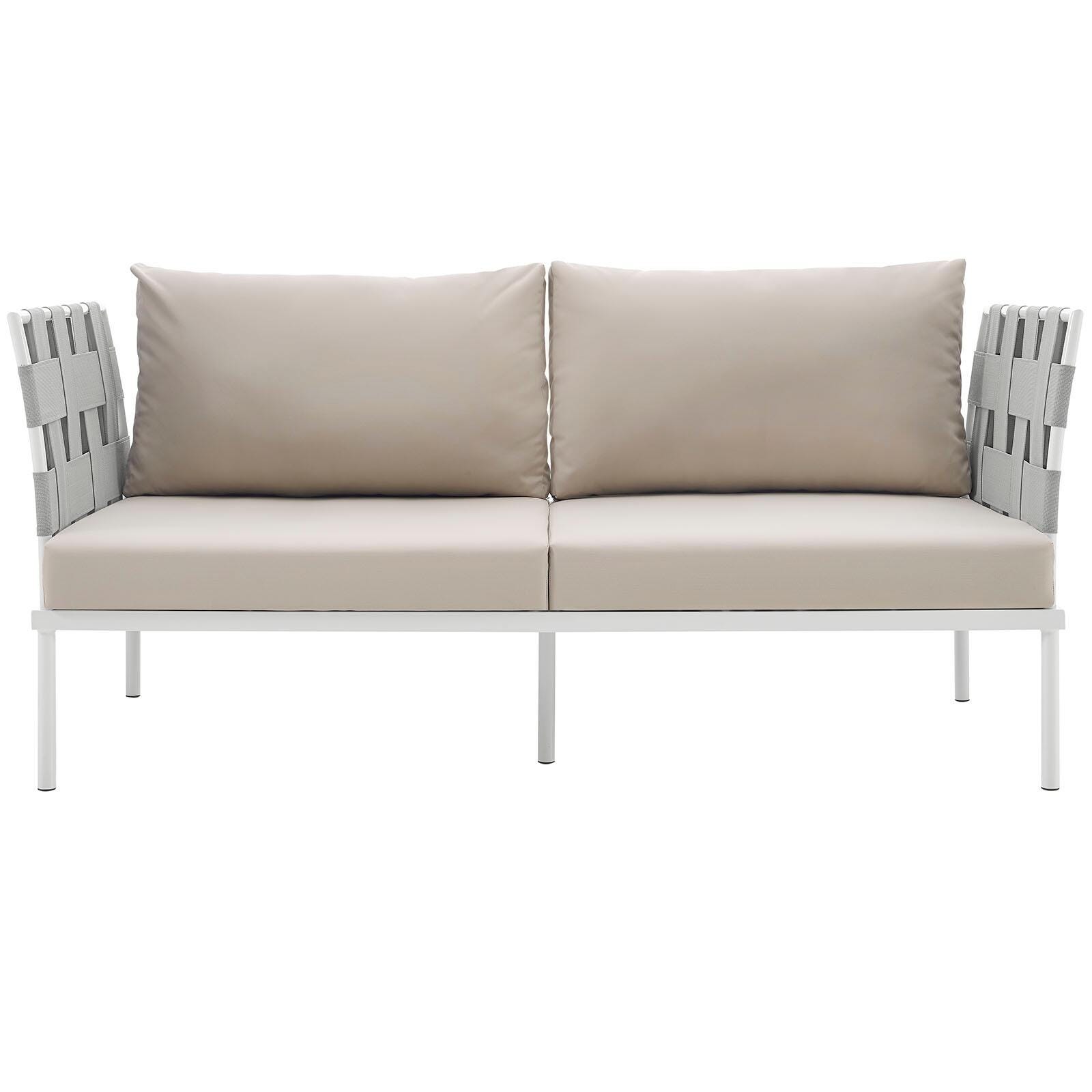 Modway Harmony Outdoor Weather Resistant Loveseat, White/Beige, large