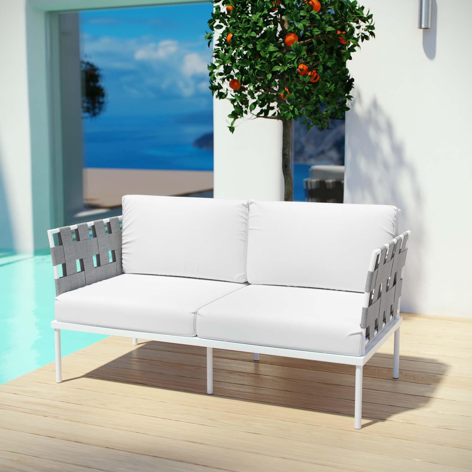 Modway Harmony Outdoor Weather Resistant Loveseat, White, large