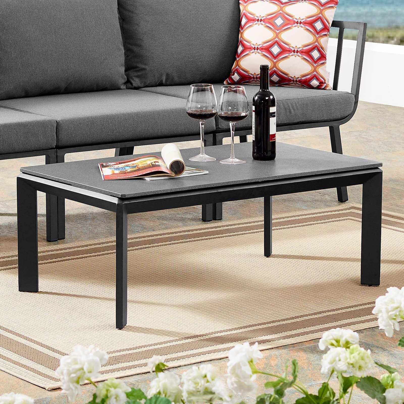 Modway Riverside Outdoor Weather Resistant Coffee Table, Gray, large
