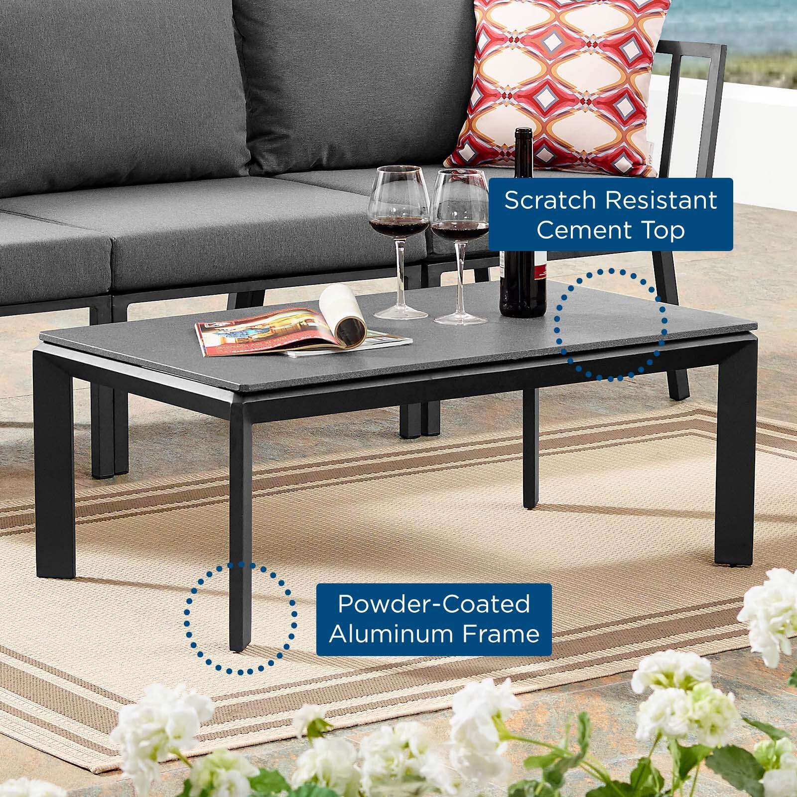 Modway Riverside Outdoor Weather Resistant Coffee Table, Gray, large
