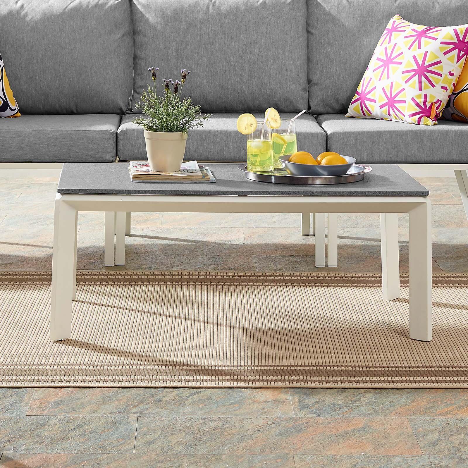 Modway Riverside Outdoor Weather Resistant Coffee Table, White, large