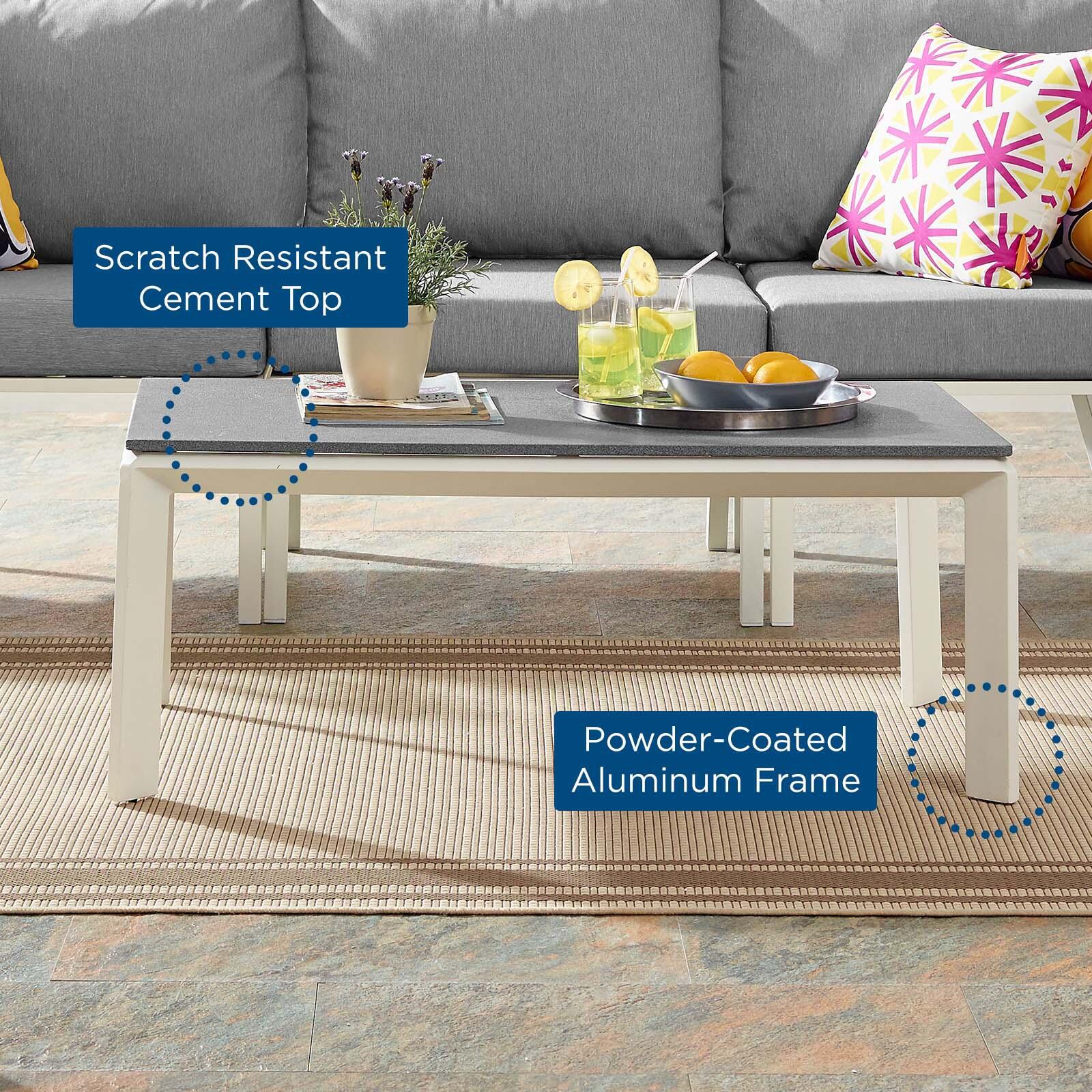 Modway Riverside Outdoor Weather Resistant Coffee Table, White, large