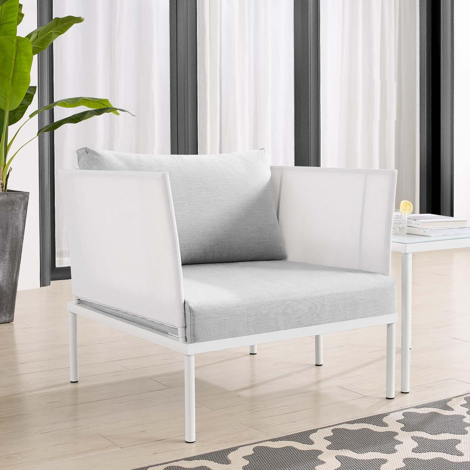 Modway Harmony Outdoor Weather Resistant Sunbrella&reg; Armchair, White/Gray, rollover