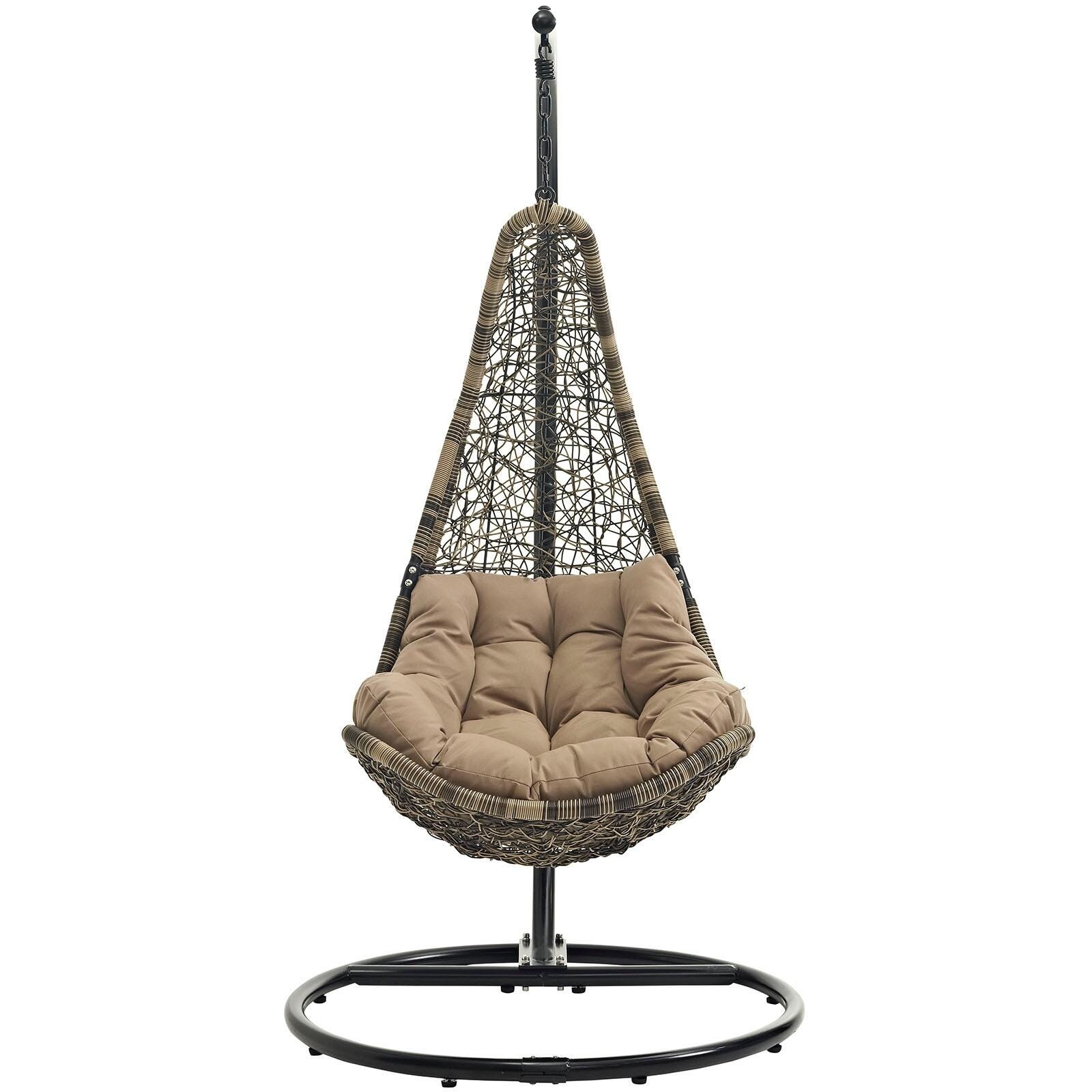 Modway Abate Outdoor Weather Resistant Swing Chair, Black/Mocha, large