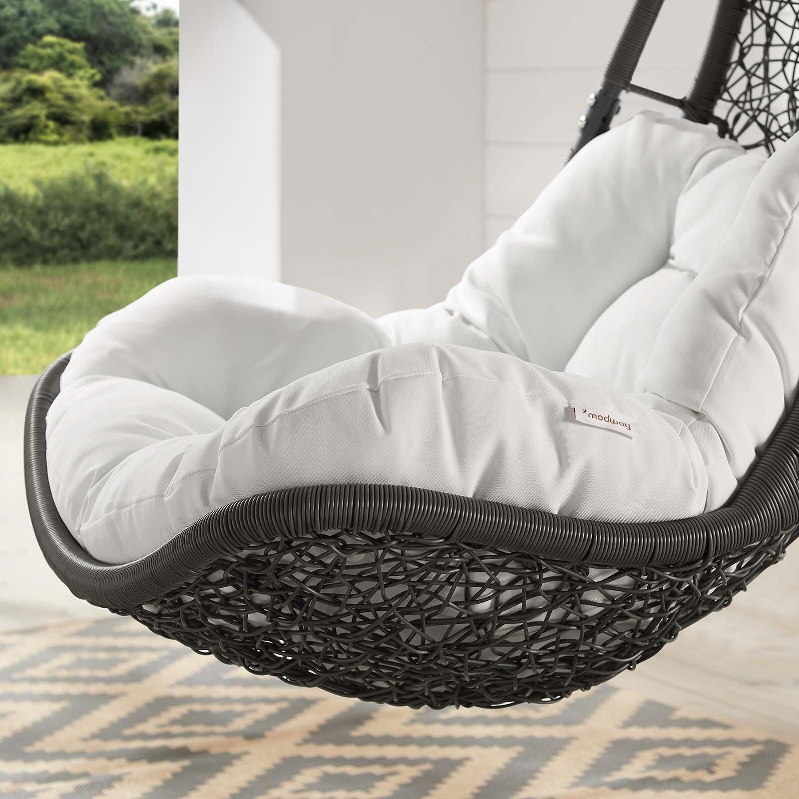 Modway Abate Outdoor Weather Resistant Swing Chair, Gray/White, large