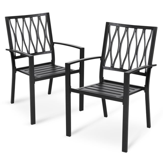 Nuu Garden Wrought Iron Patio Dining Chair (Set of 2)