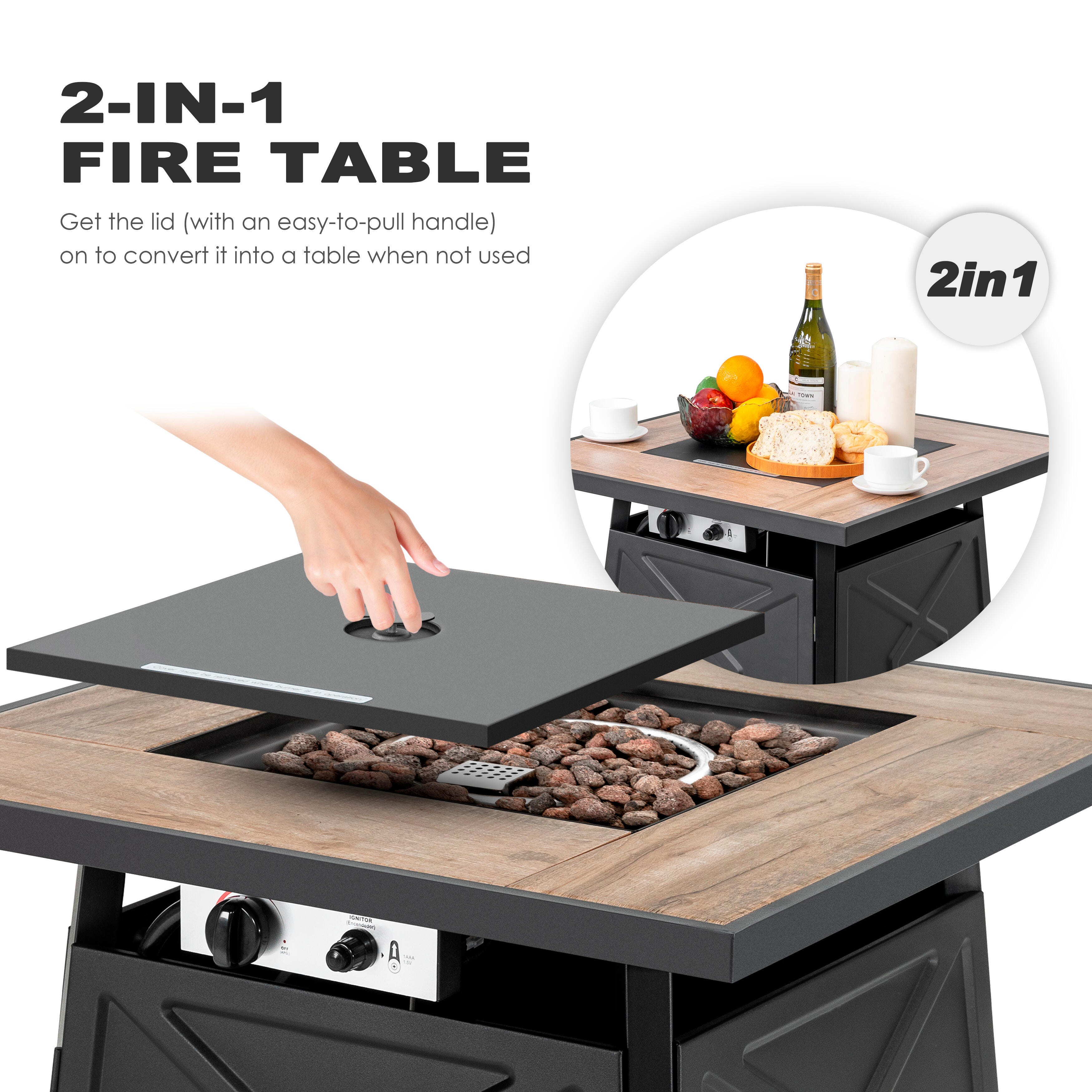 Nuu Garden Outdoor Fire Pit Table, , large