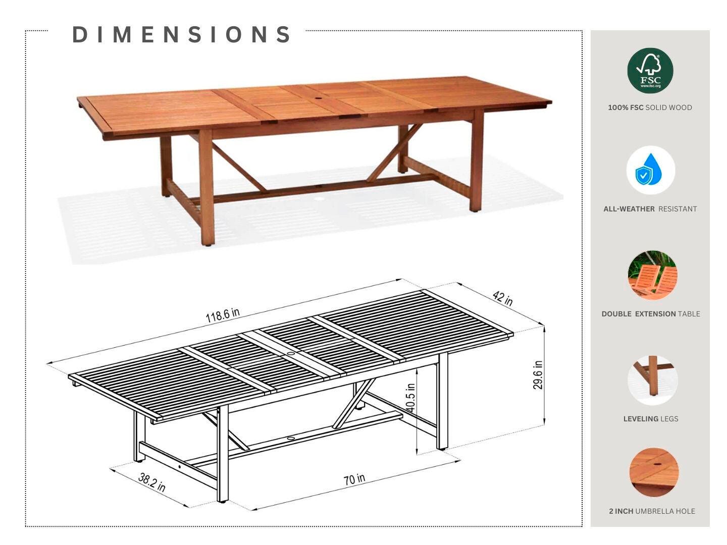 Amazonia Patio Dining Table, Dark Brown, large