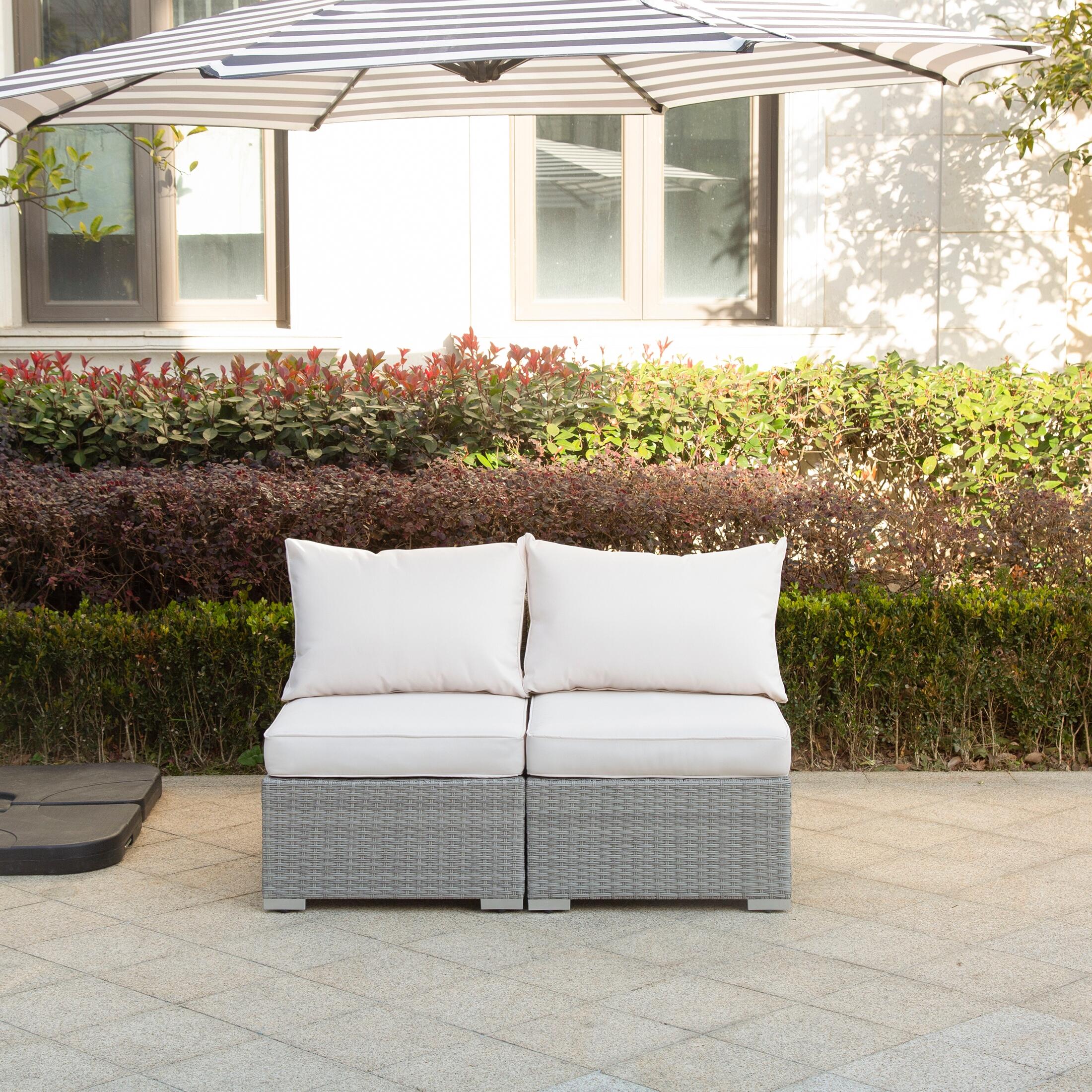 Westin Outdoor Westwend 64" Wide Armless Wicker Loveseat with Cushions, , rollover
