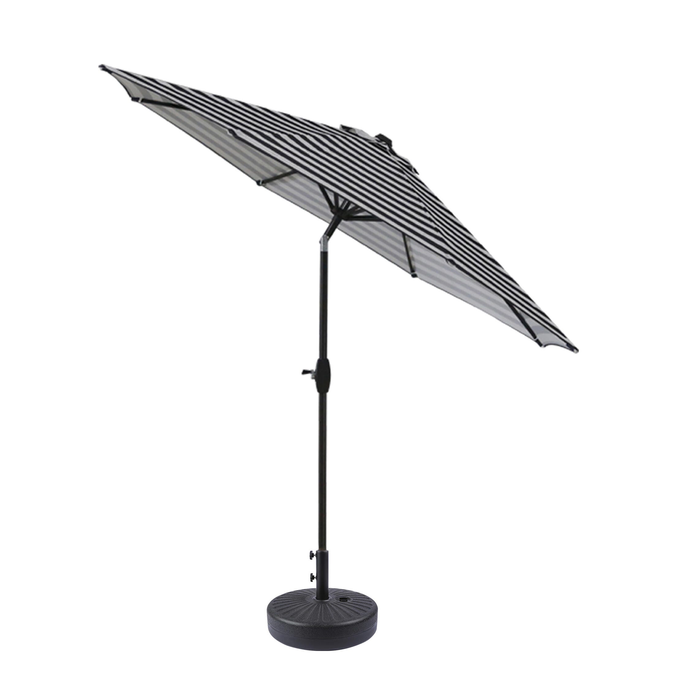 Westin Outdoor 9-Ft Market Patio Umbrella with Black Fillable Base Weight, Black Stripe, rollover