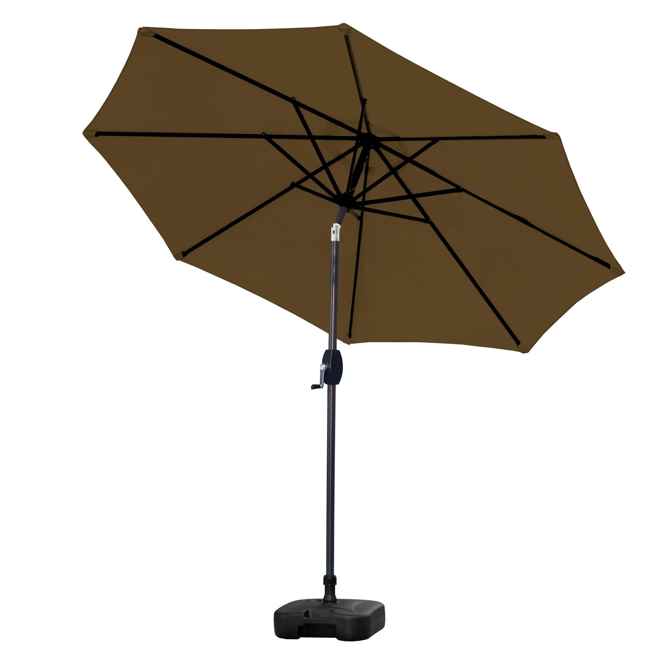 Westin Outdoor 9-Ft Market Patio Umbrella with Square Fillable Weight Base, Coffee, large