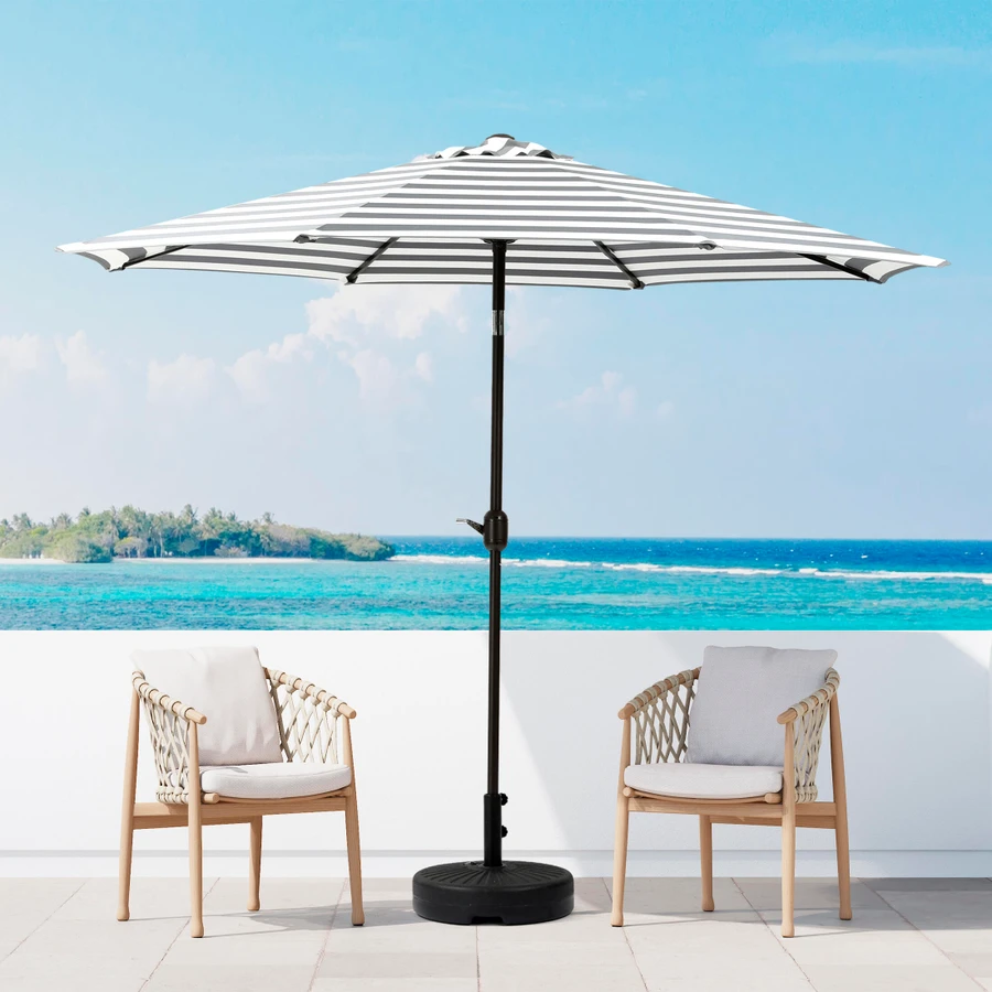 9 crank lift patio umbrella Garvee 9ft with & Push Button Tilt, Table Umbrella Outdoor Patio 8 Sturdy Ribs for Yard, Deck, Pool, Turquoise 99.21 W x 99.21 D x 97.63 H WELLFOR 9 ft Green Polyester