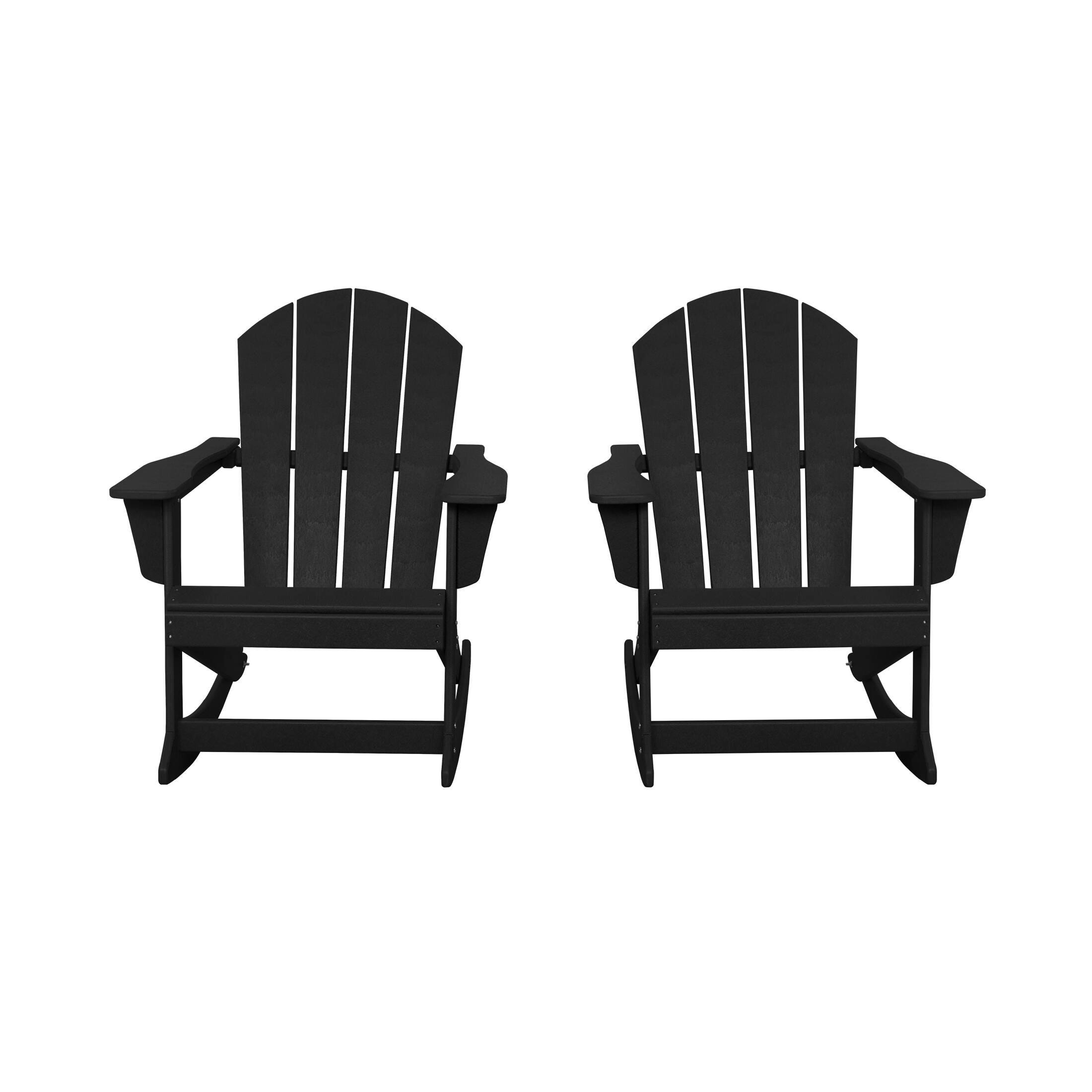 Venice Outdoor Adirondack Rocking Chairs (Set of 2), Black, large