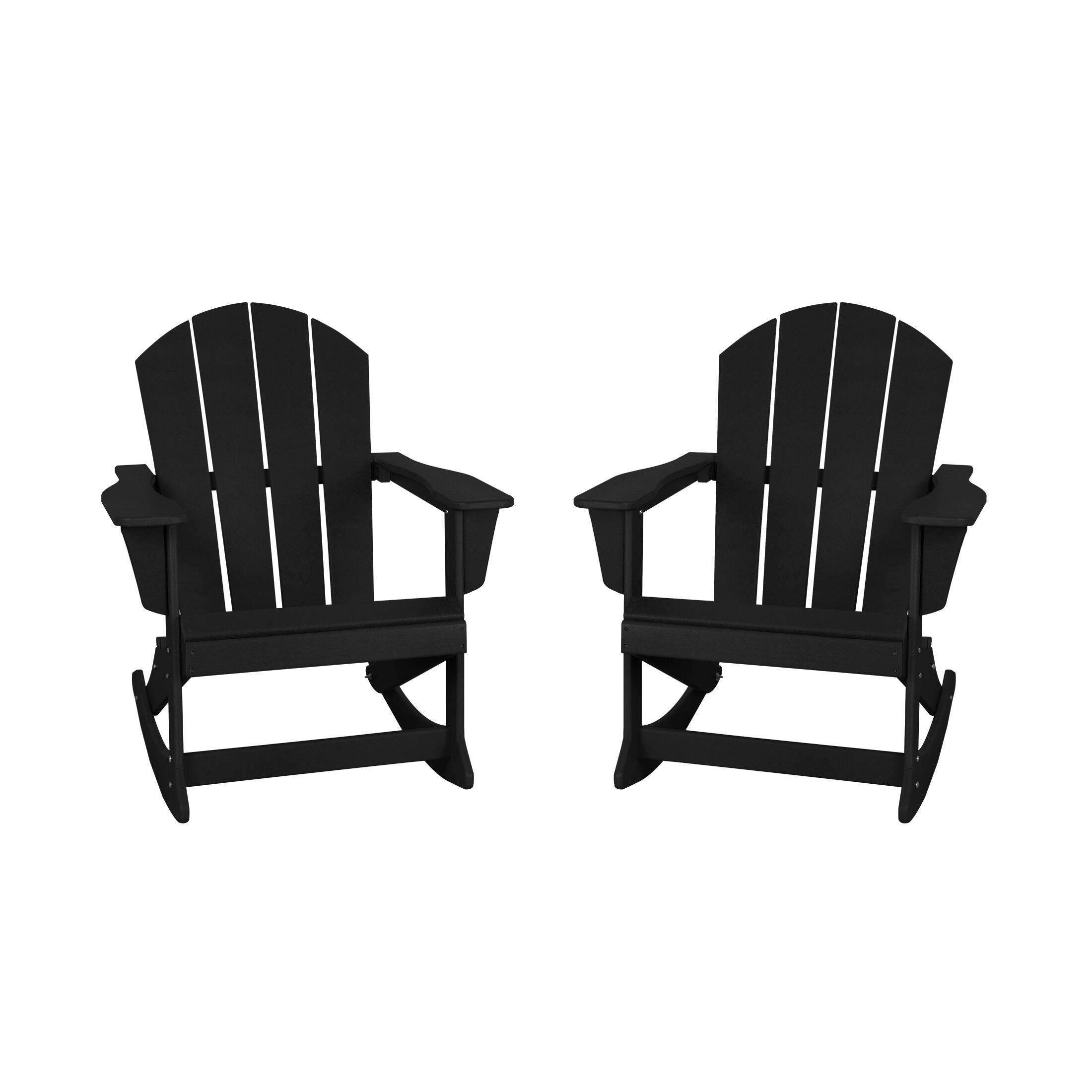 Venice Outdoor Adirondack Rocking Chairs (Set of 2), Black, large