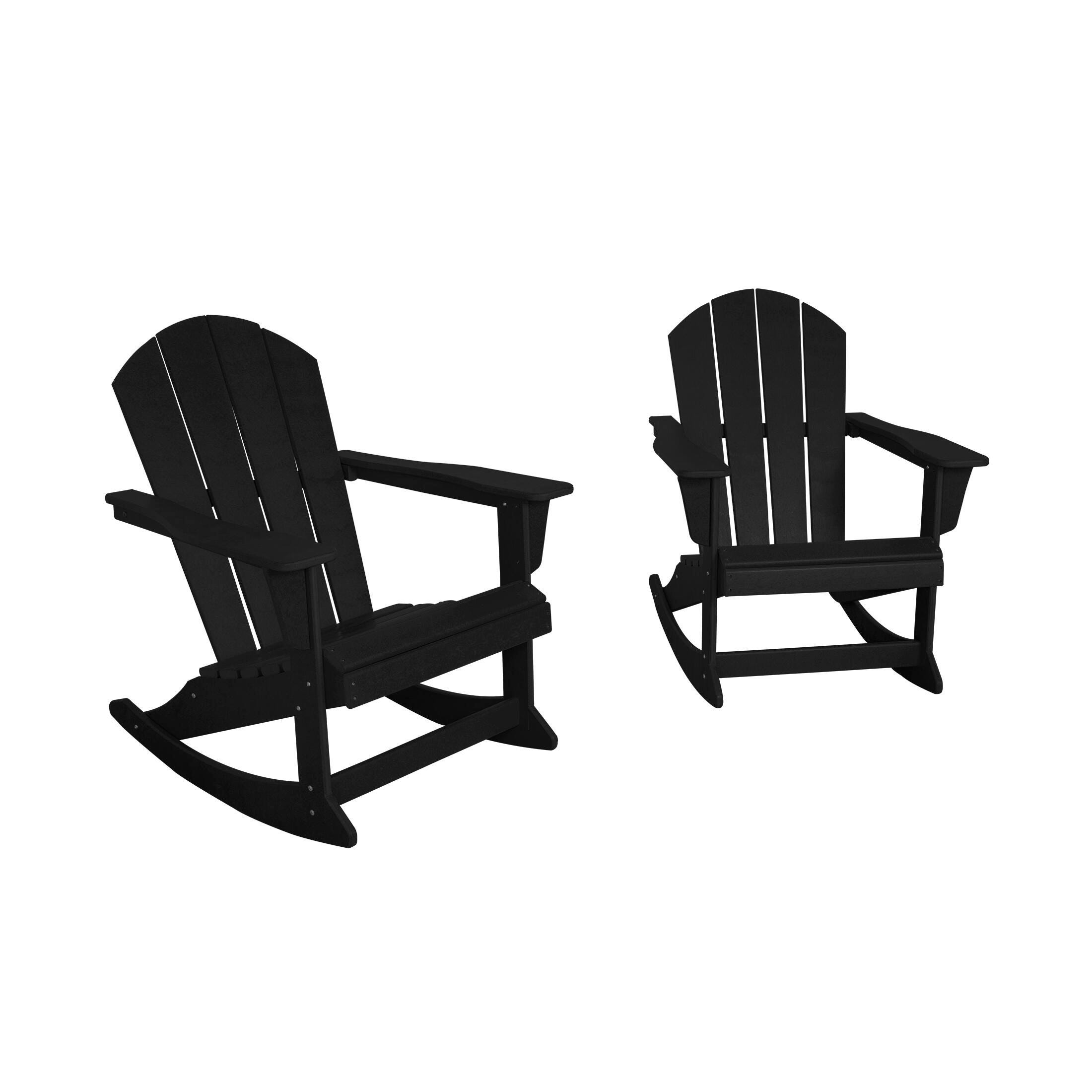Venice Outdoor Adirondack Rocking Chairs (Set of 2), Black, large