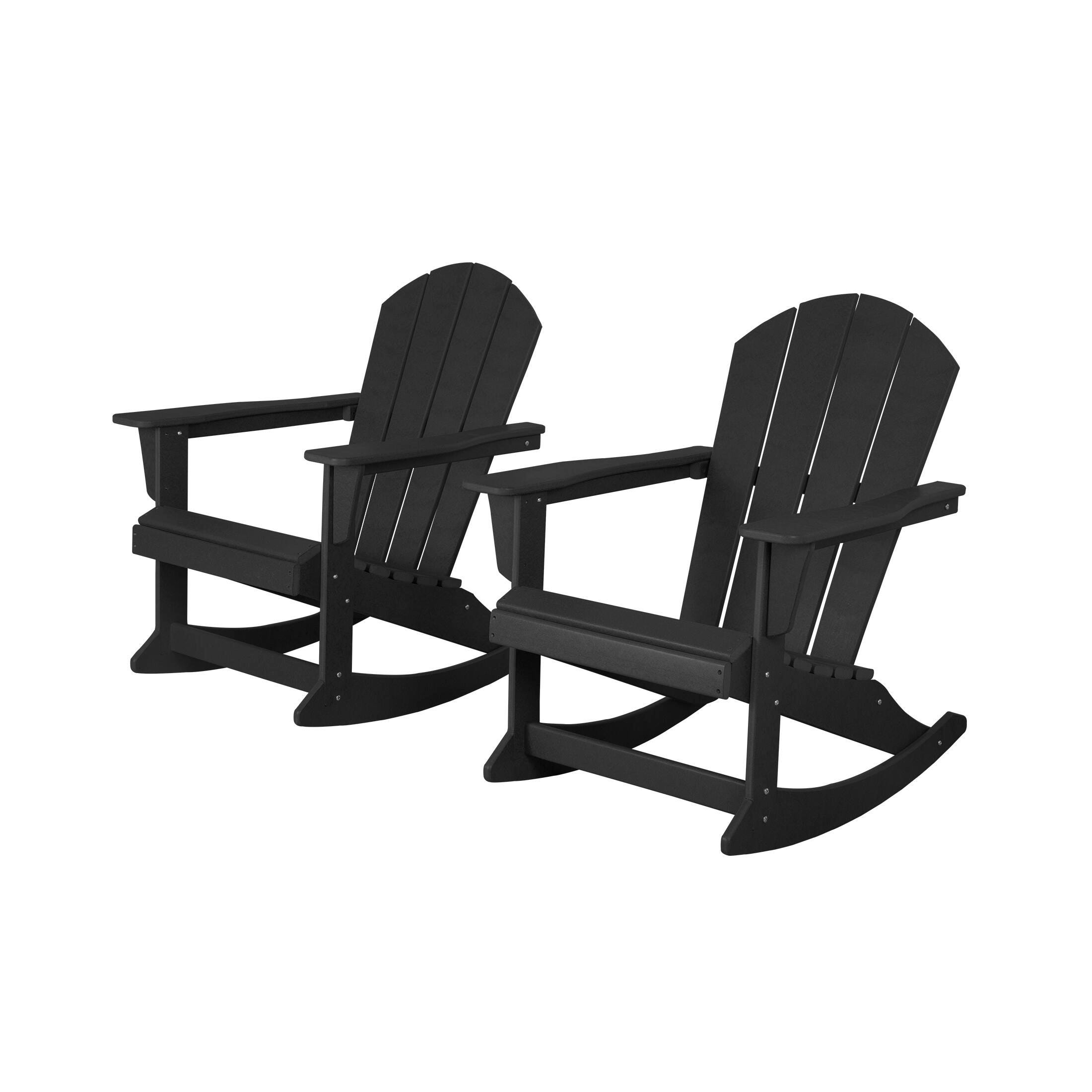 Venice Outdoor Adirondack Rocking Chairs (Set of 2), Black, large