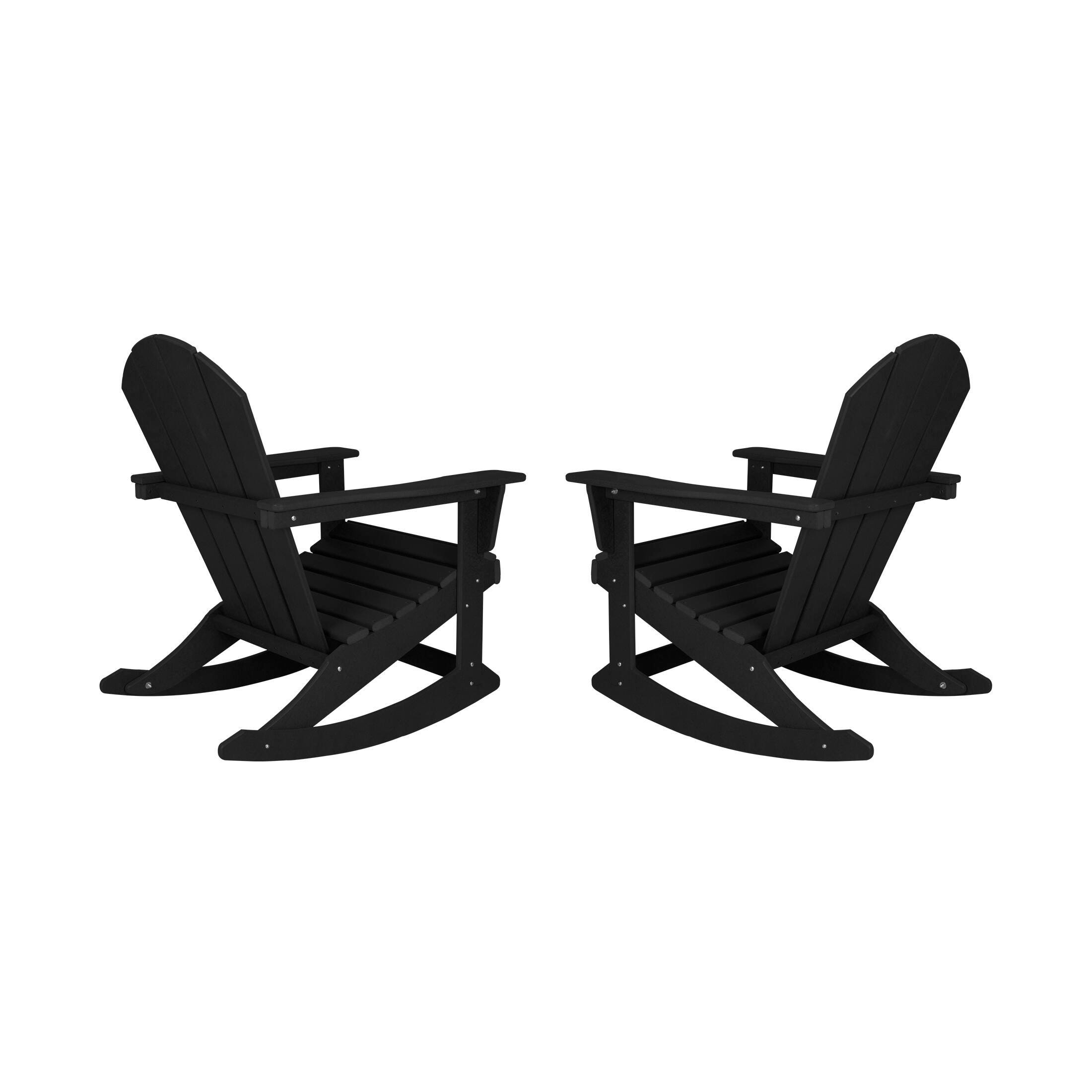 Venice Outdoor Adirondack Rocking Chairs (Set of 2), Black, large