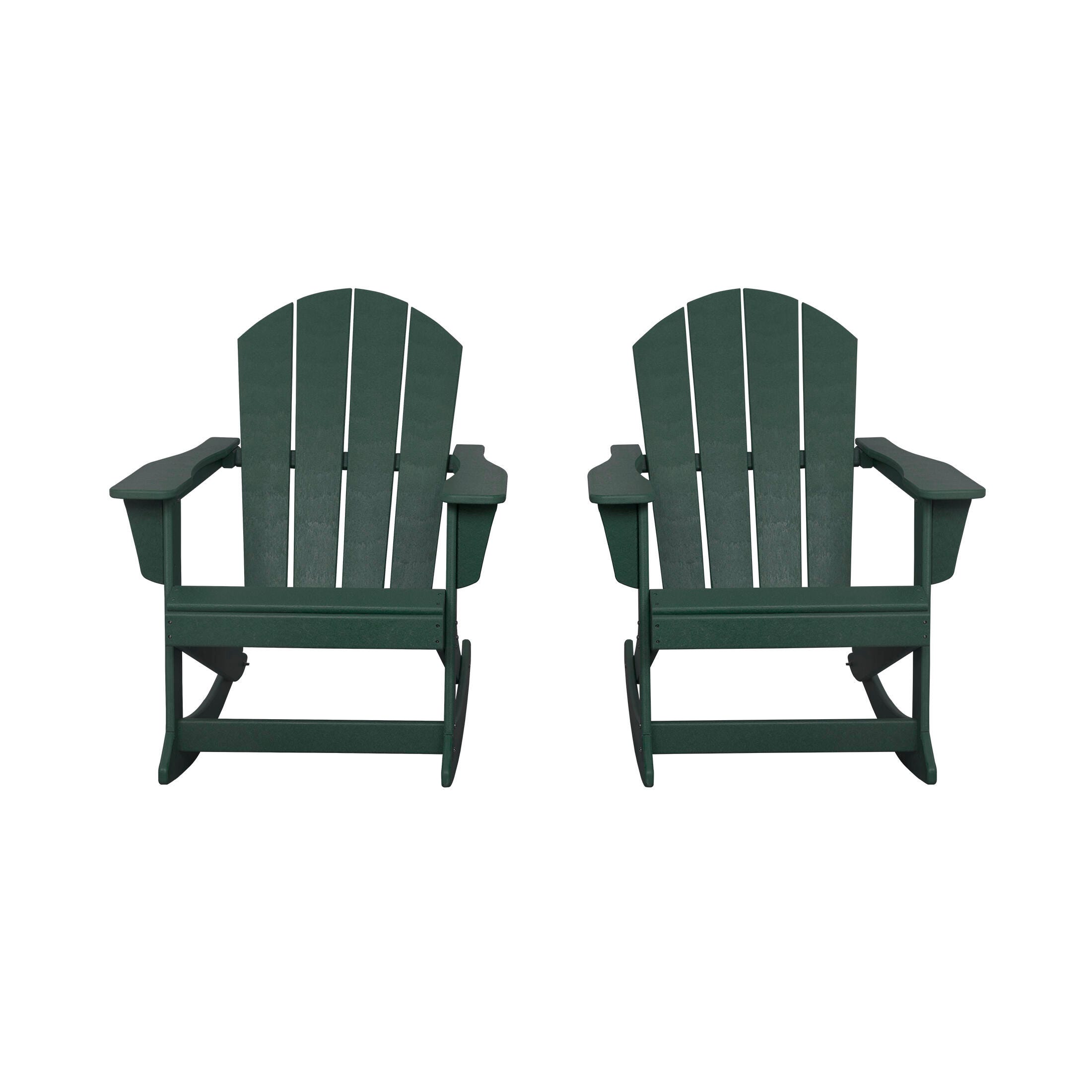 Venice Outdoor Adirondack Rocking Chairs (Set of 2), Dark Green, large