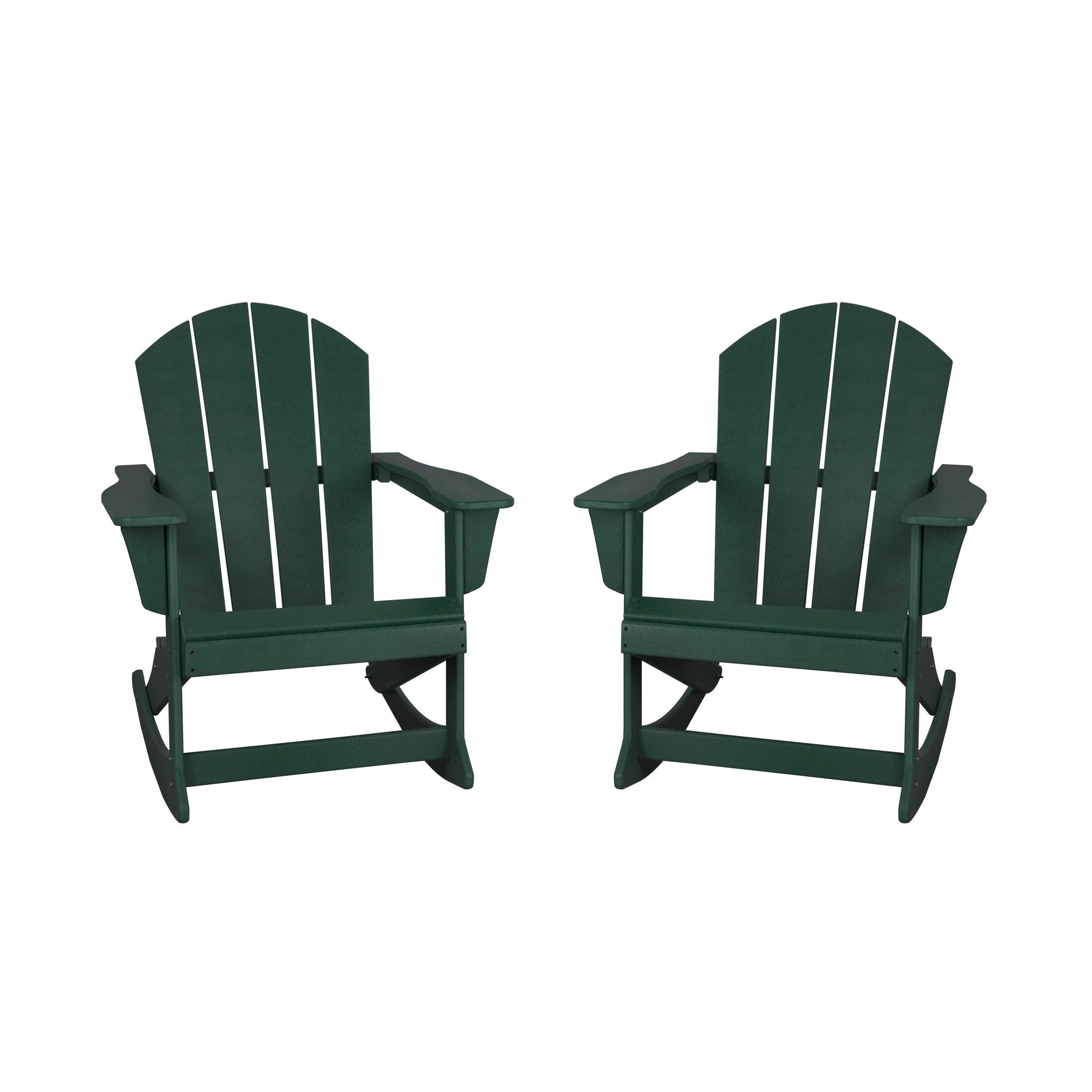 Venice Outdoor Adirondack Rocking Chairs (Set of 2), Dark Green, large
